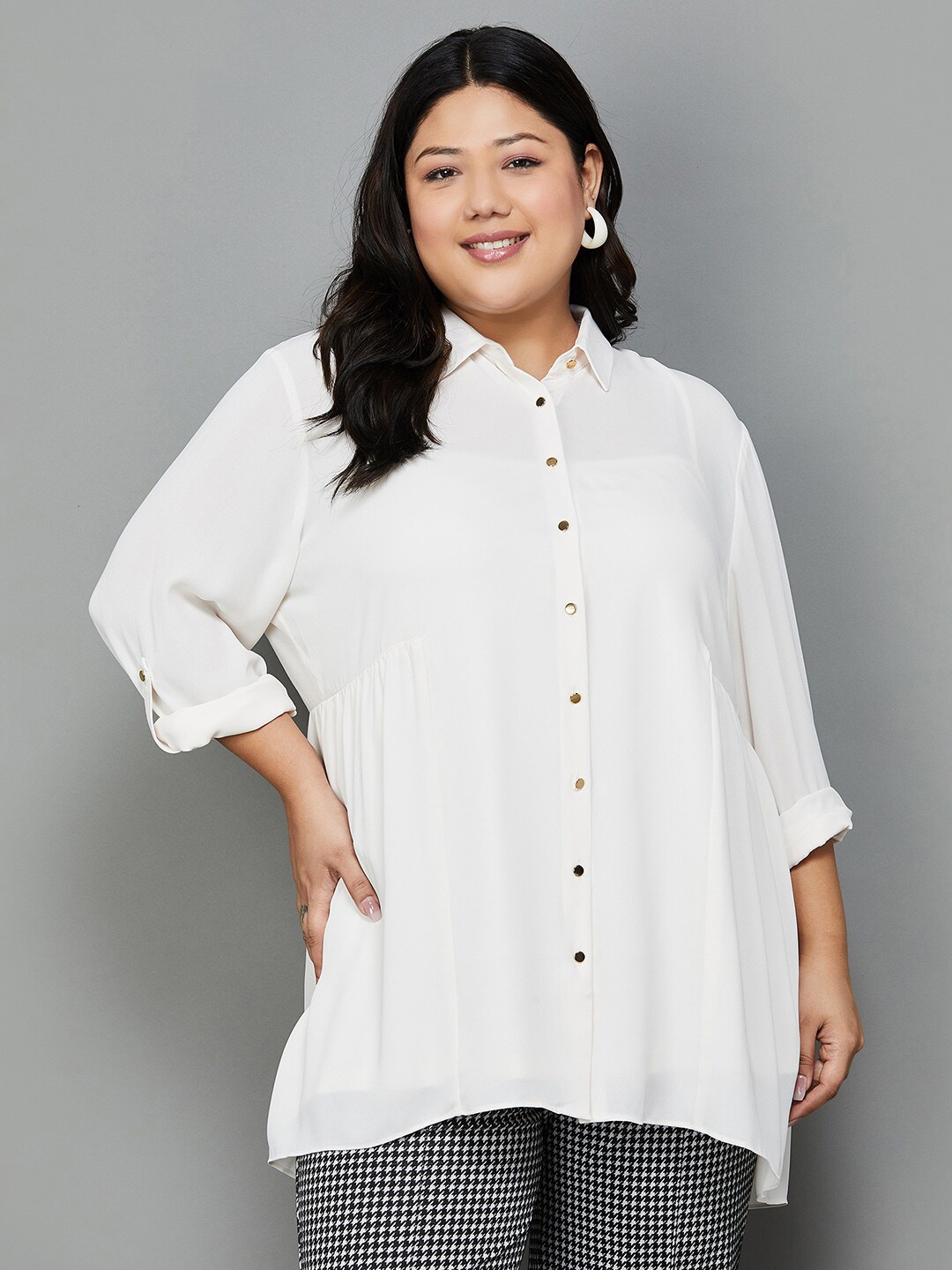 

Nexus by Lifestyle Shirt Style Longline Top, Off white