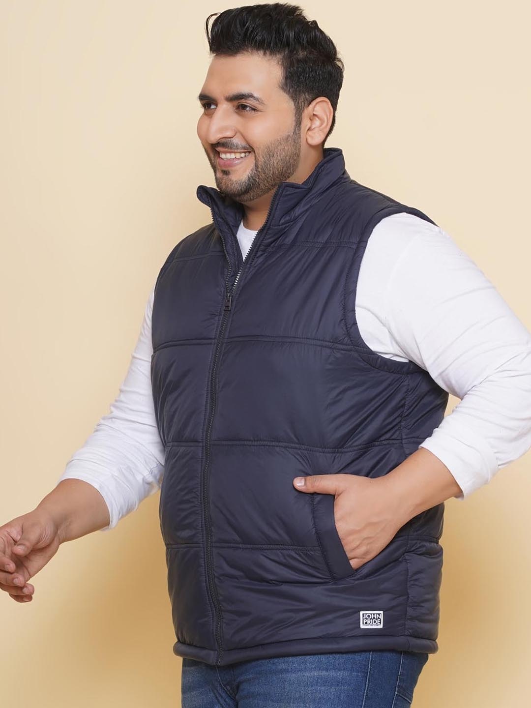 

John Pride Plus Size Lightweight Padded Jacket, Navy blue