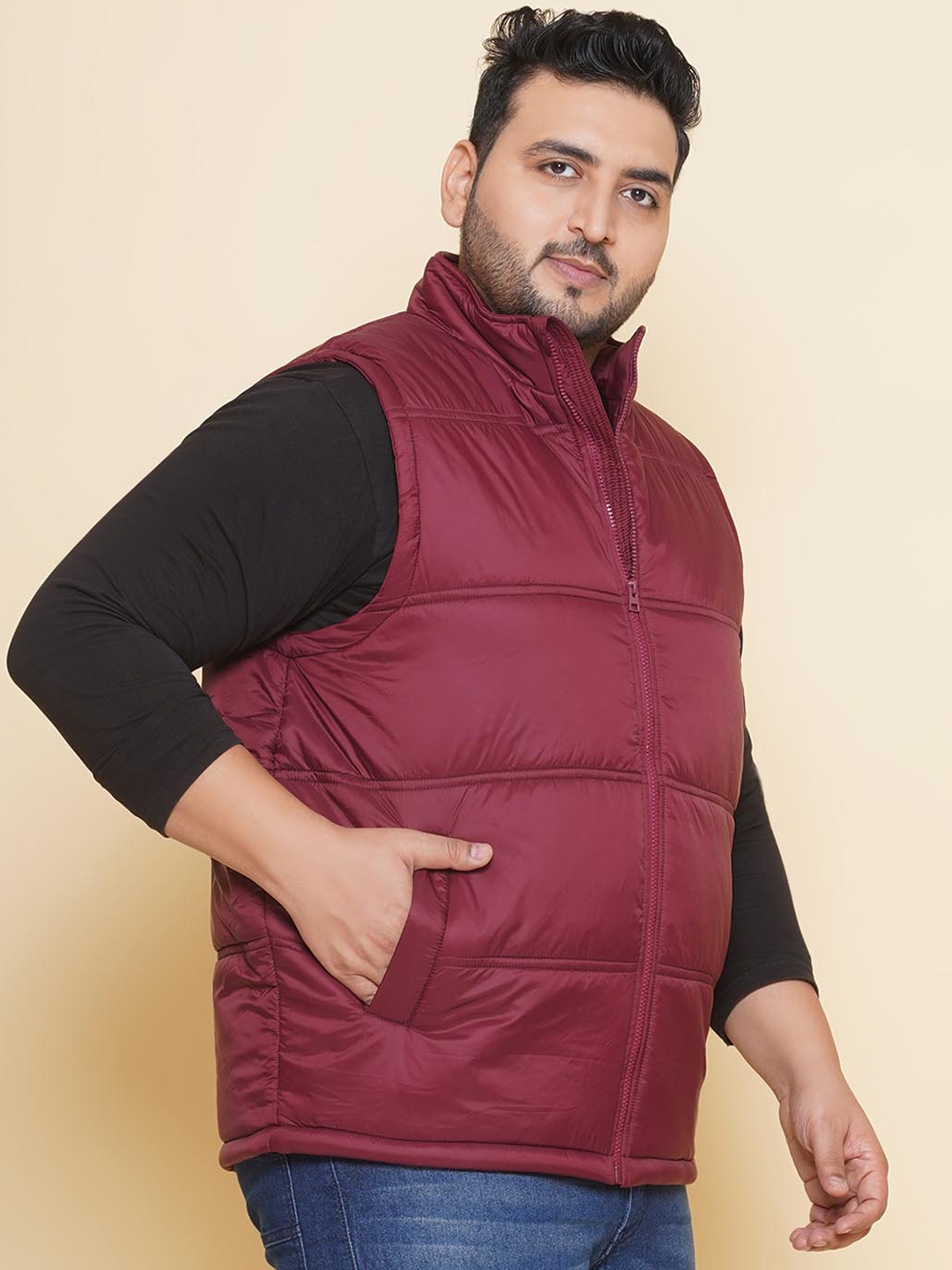 

John Pride Plus Size Lightweight Sleeveless Padded Jacket, Maroon