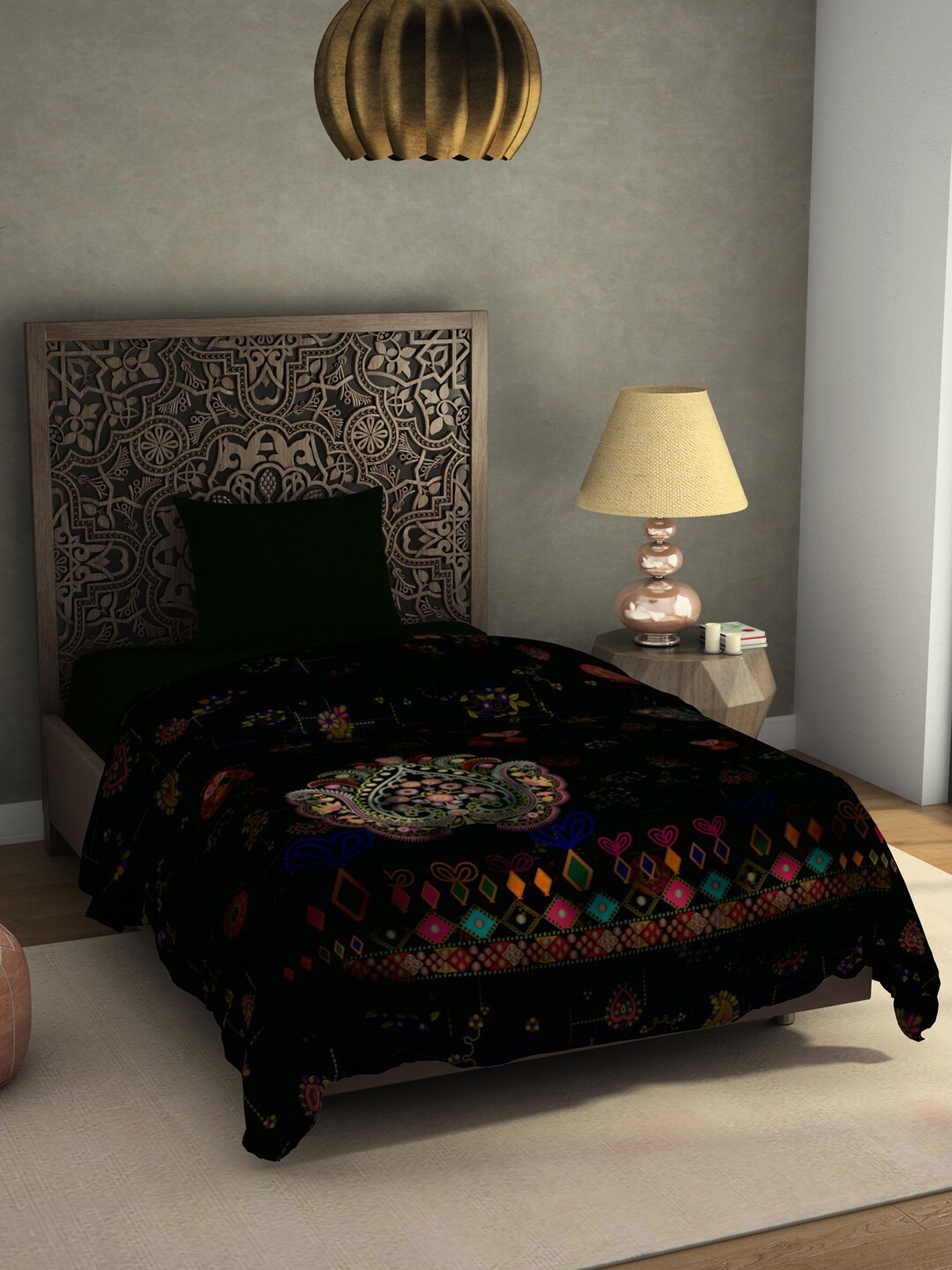 

SPACES Banjara Brown Ethnic Motifs Printed AC Room 350 GSM Single Bed Blanket