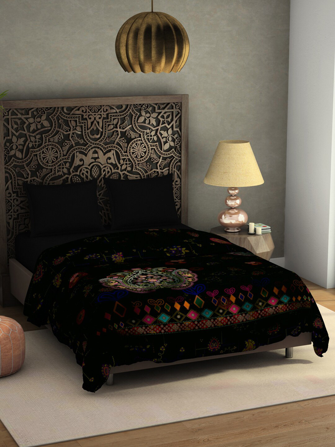 

SPACES Banjara Brown Ethnic Motifs Printed AC Room 350 GSM Double Bed Blanket