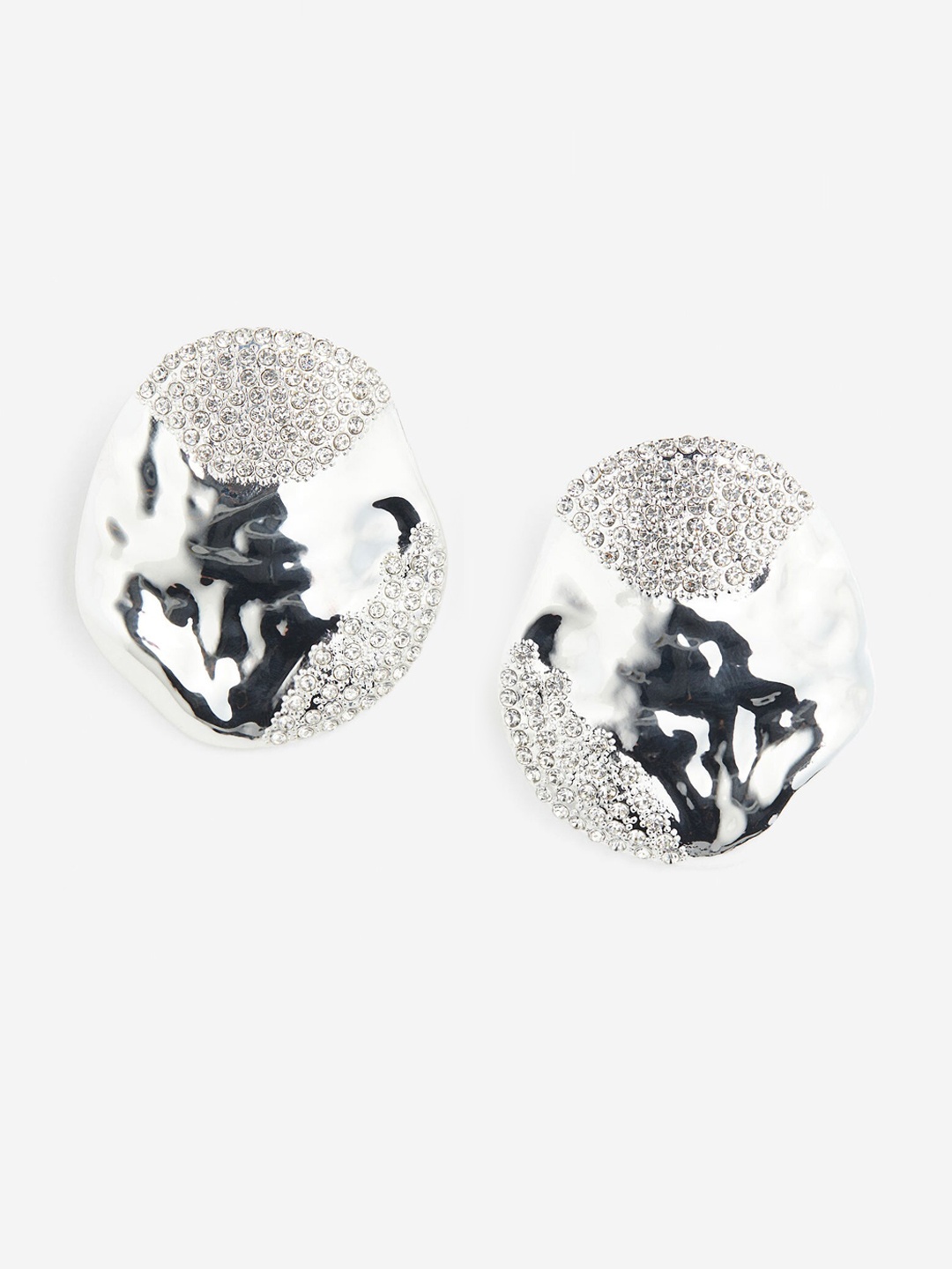 

H&M Rhinestone Embellished Earrings, Silver