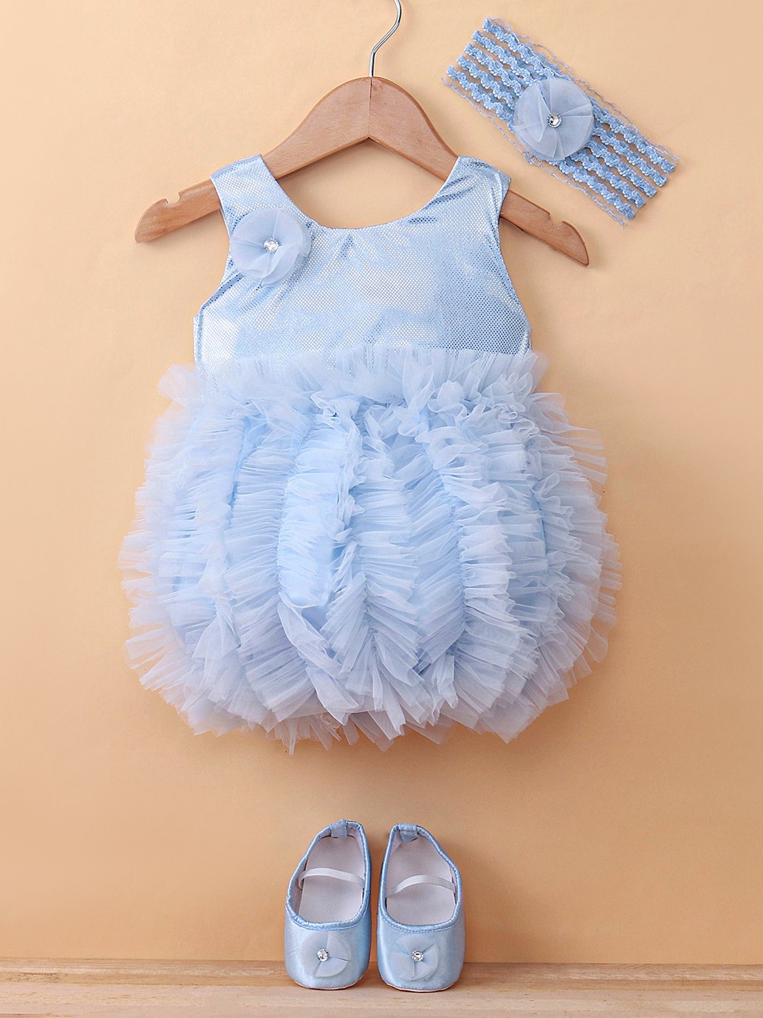 

Enfance Girls Net A-Line Dress, Blue