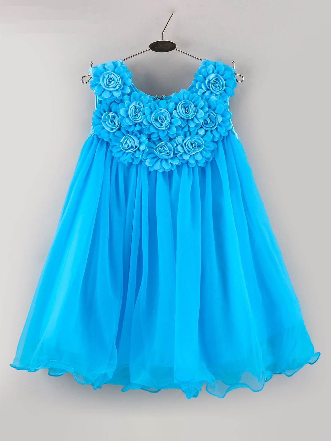 

Enfance Corsage Detail Net A-Line Dress, Blue