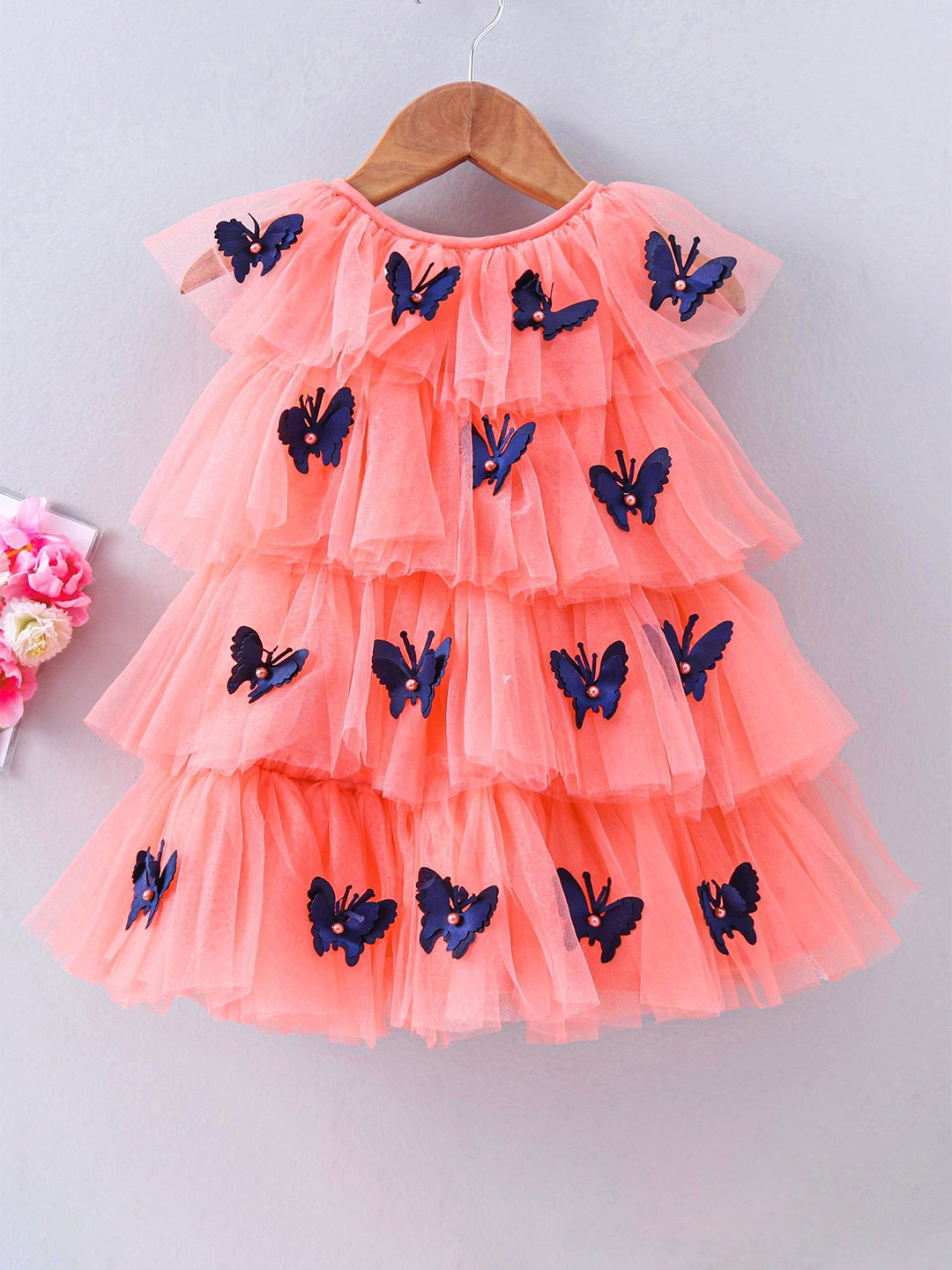 

Enfance Girls Layered A-Line Dress, Peach