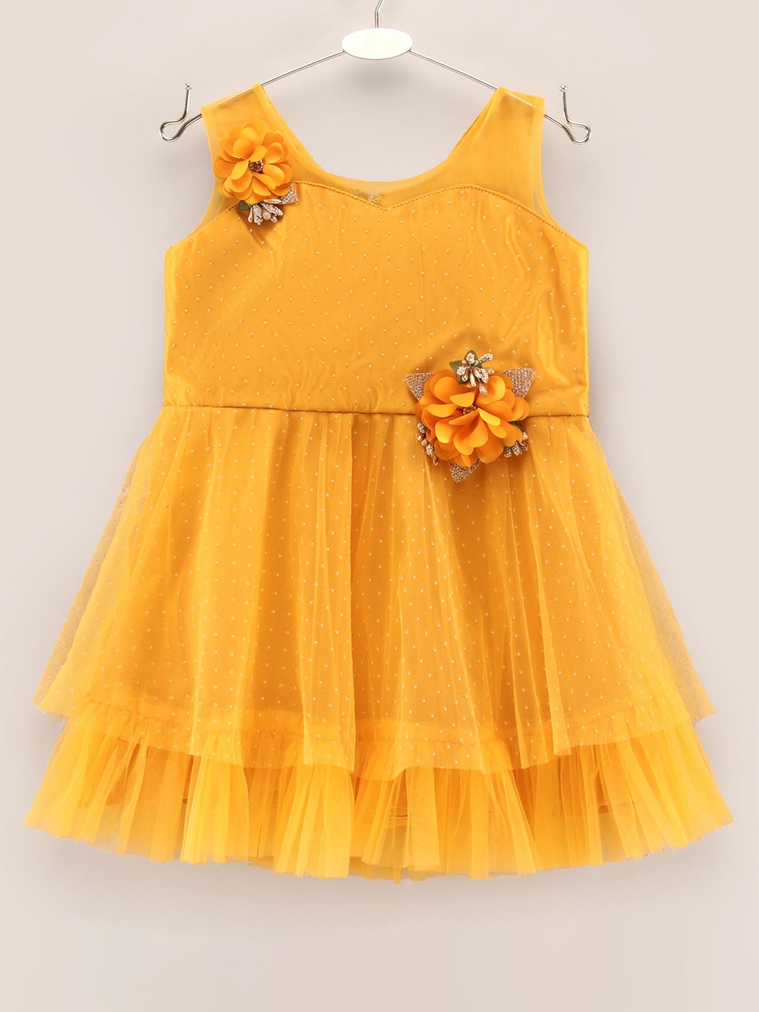 

Enfance Girls Embellished Net Fit & Flare Dress, Yellow