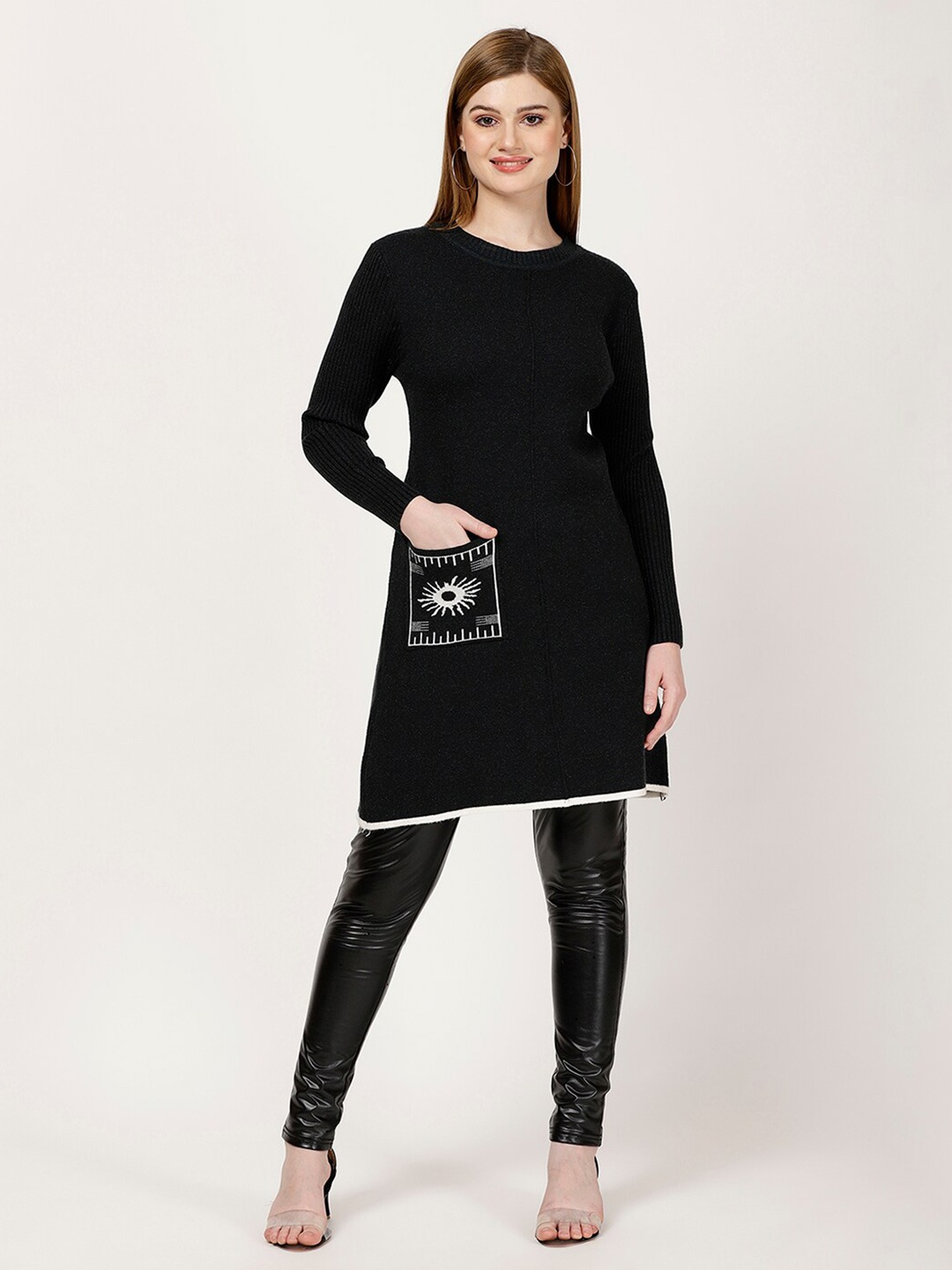 

FUTURO Abstract Printed Longline Pullover, Olive