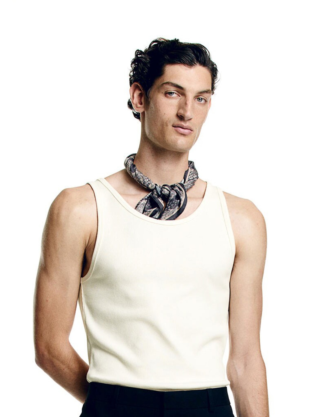 

H&M Slim Fit Ribbed Vest Top, Off white
