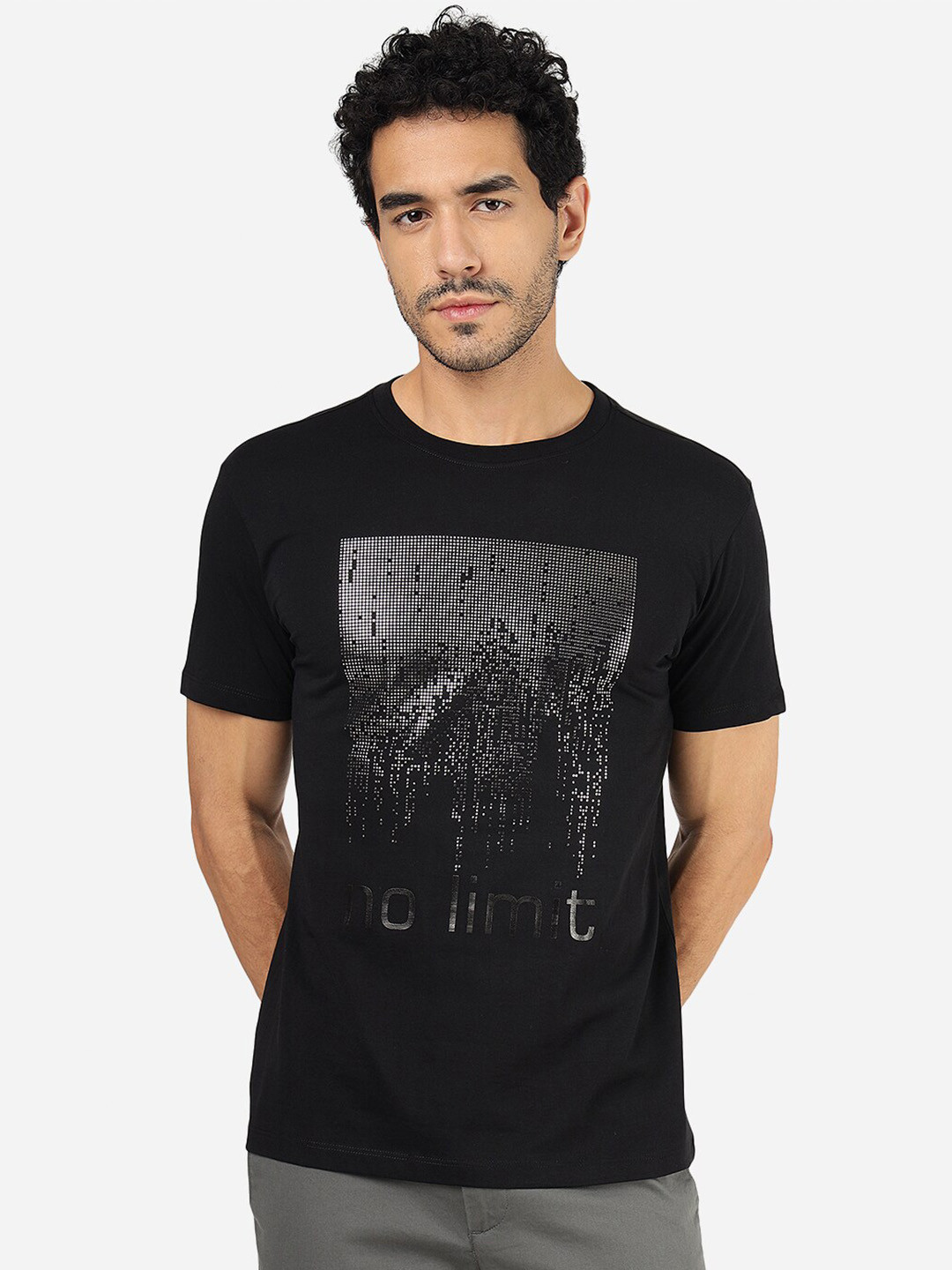 

Greenfibre Graphic Printed Slim Fit Cotton T-shirt, Black