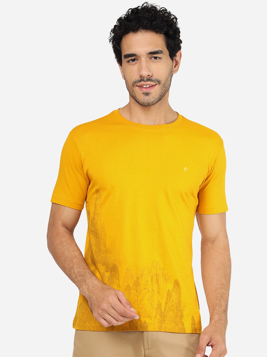 

Greenfibre Abstract Printed Round Neck Slim Fit T-shirt, Yellow