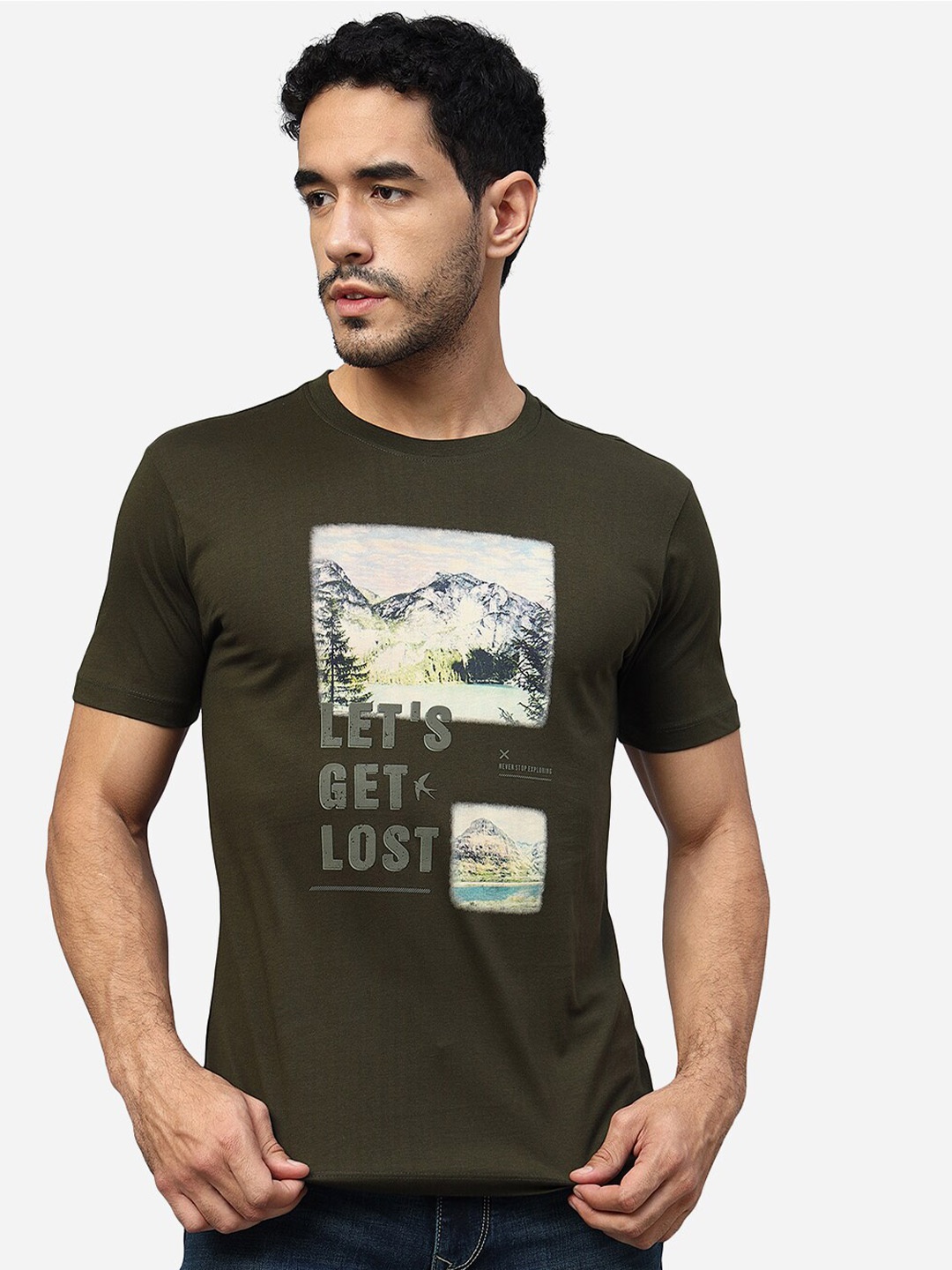 

Greenfibre Graphic Printed Slim Fit T-shirt, Olive