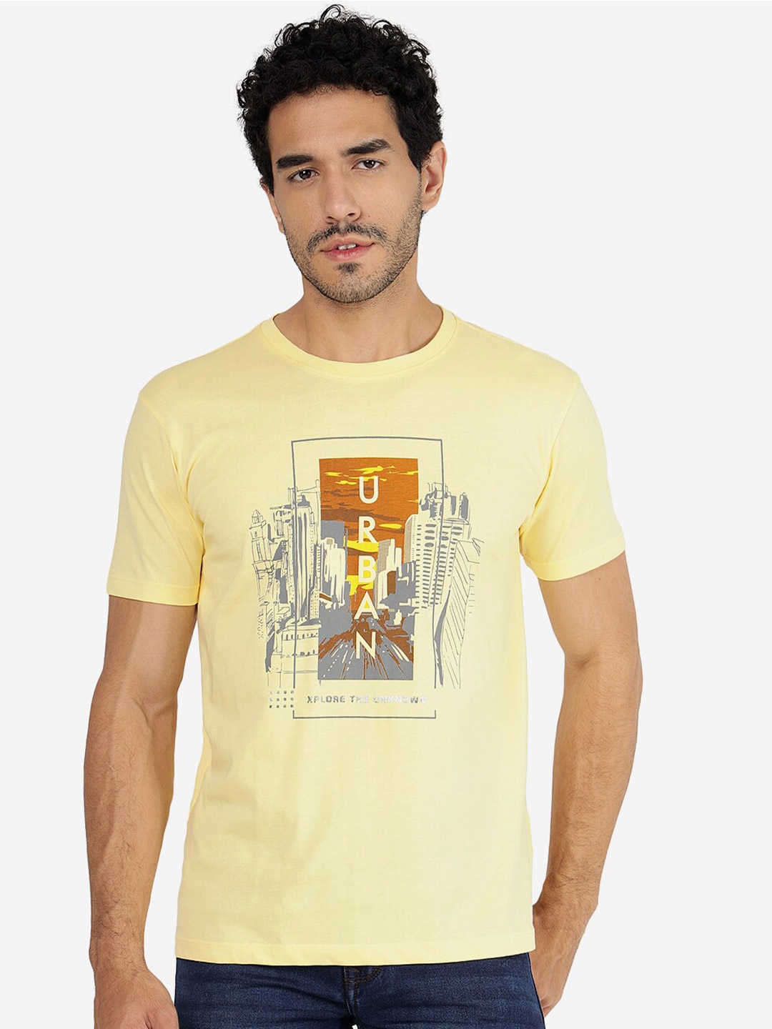 

Greenfibre Printed Slim Fit T-shirt, Yellow