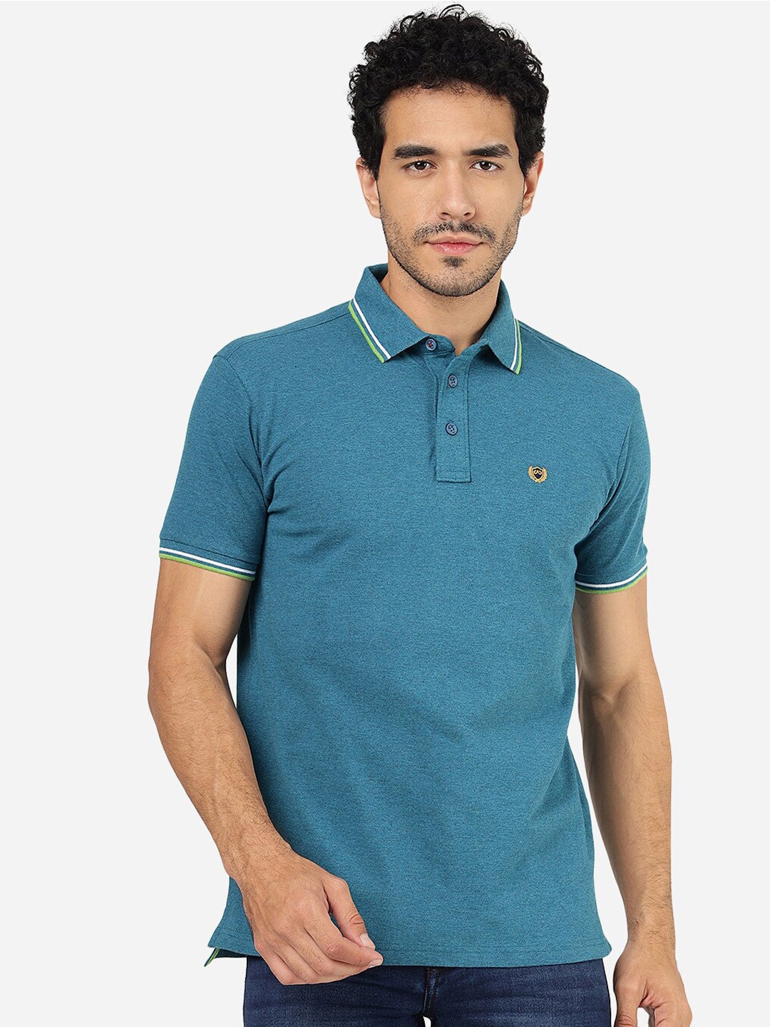 

JADE BLUE Polo Collar Slim Fit Pure Cotton T-shirt