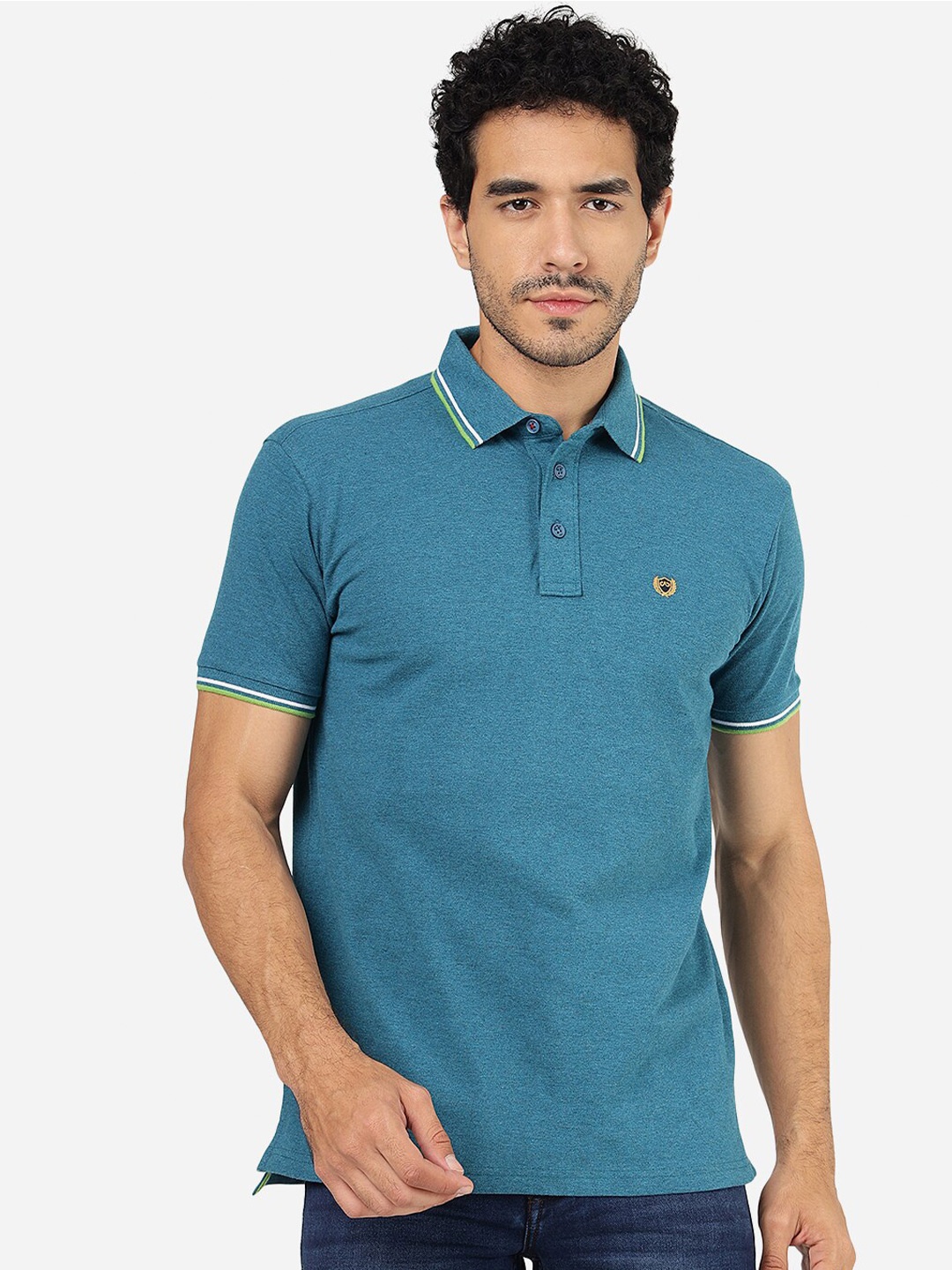 

JADE BLUE Polo Collar Slim Fit Pure Cotton T-shirt