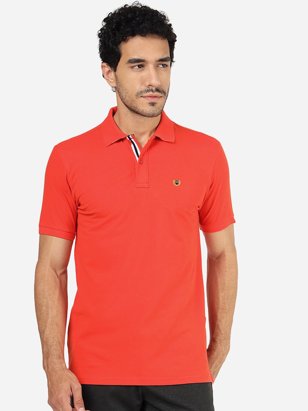 

JADE BLUE Polo Collar Slim Fit Pure Cotton T-shirt, Orange