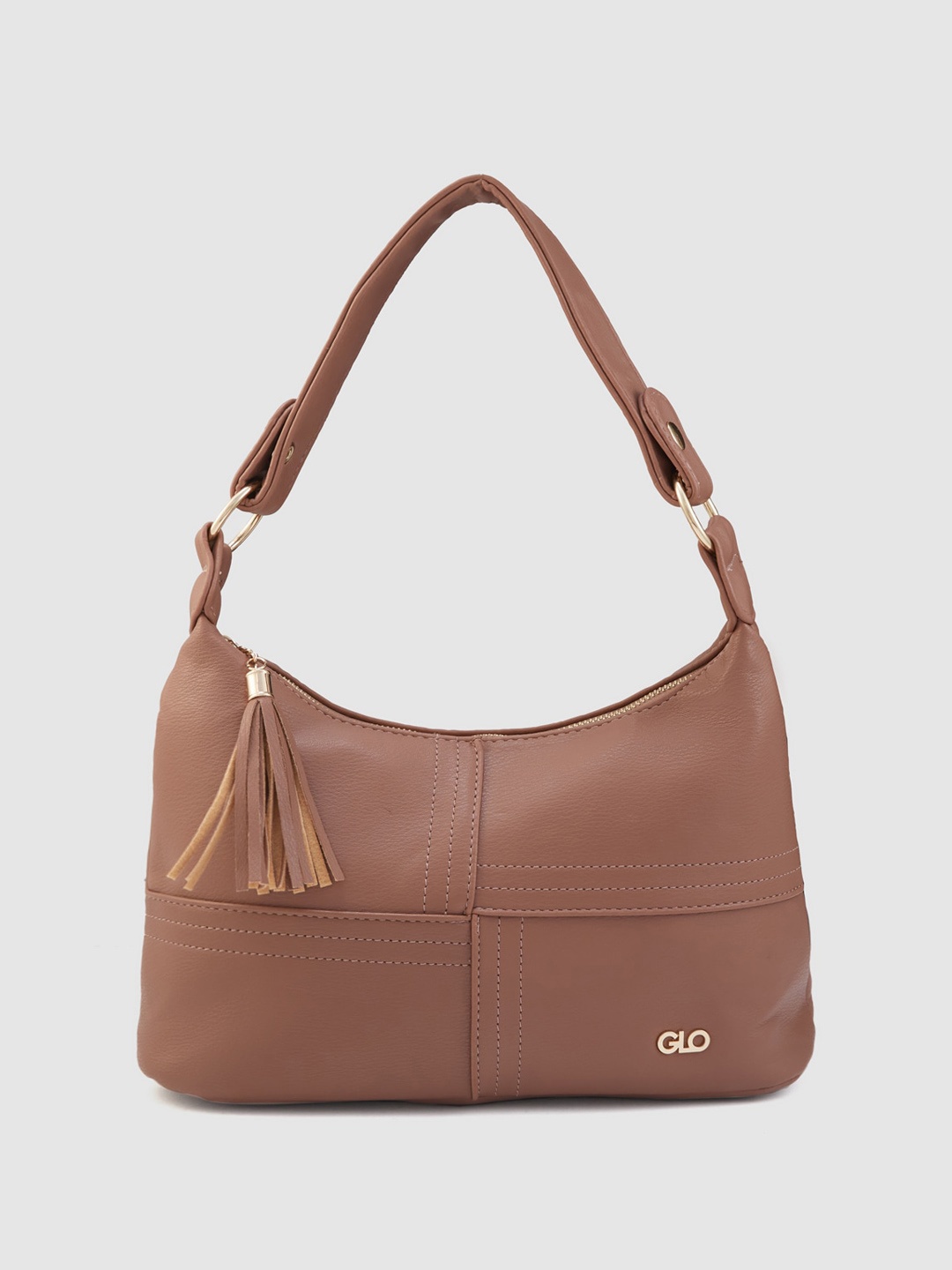 

Globus Tasselled Detail Structured Hobo Bag, Taupe