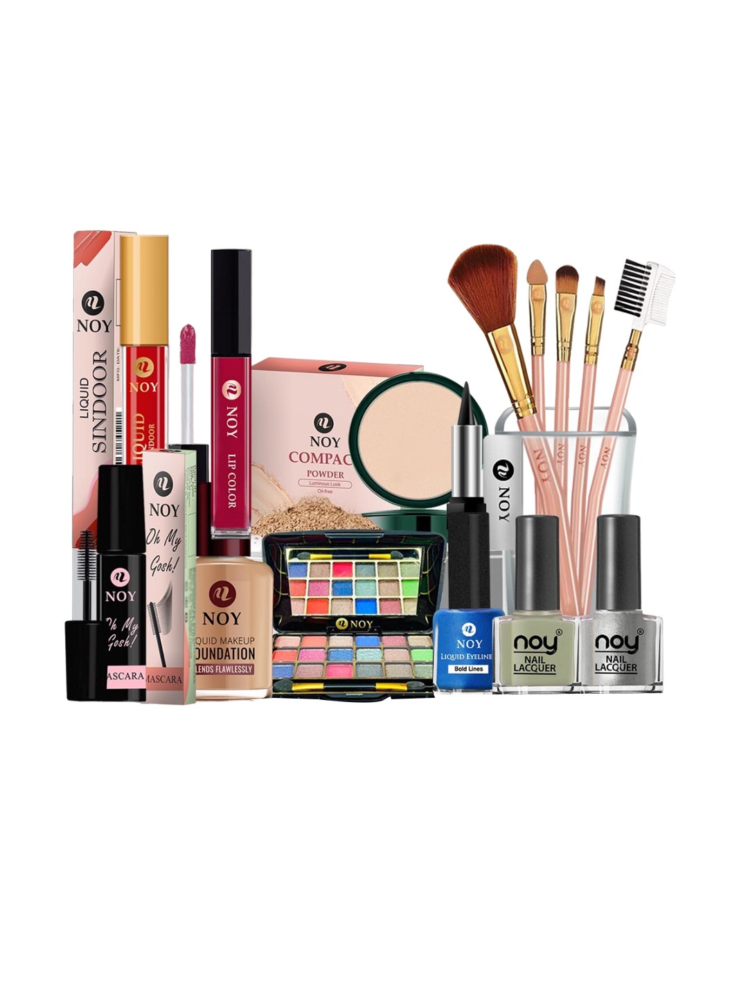 

NOY Set Of 15 Bliss Makeup Combo - Perfect Gift Of Beauty Essentials - 1052, Pink