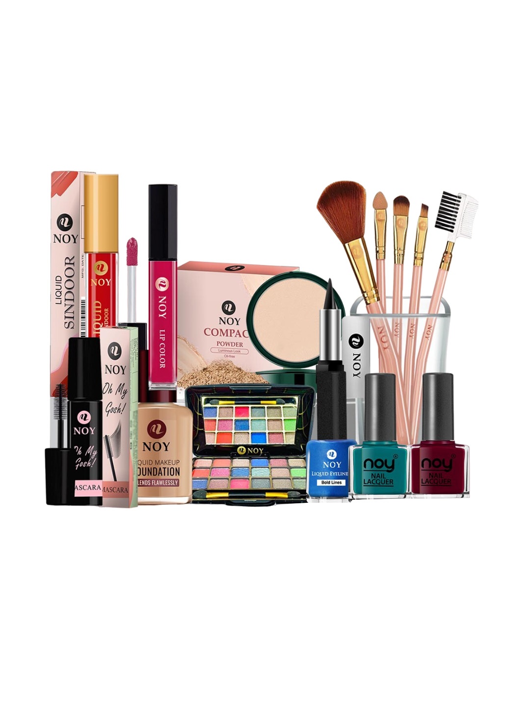 

NOY Set Of 15 Non Transfer Makeup Combo - Effortless Beauty In Any Weather - 809, Magenta