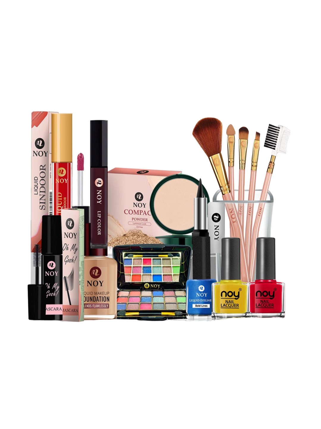 

NOY Set Of 15 Smudge Proof Makeup Combo - Double The Beauty Joy For Any Occasion - 894, Yellow