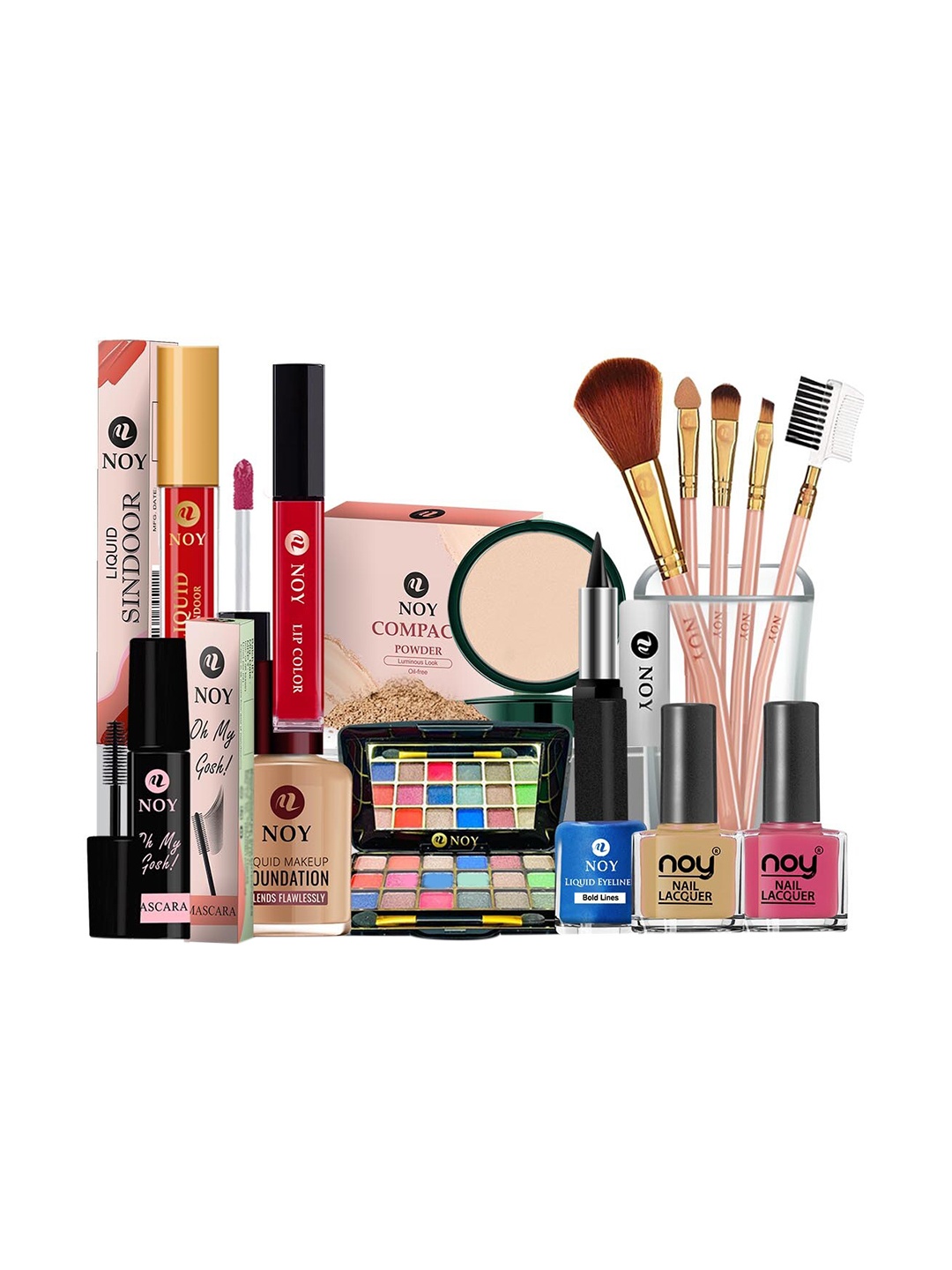 

NOY 15Pcs Non Transfer Makeup Combo - Effortless Beauty In Any Weather - Combo No. 629, Red