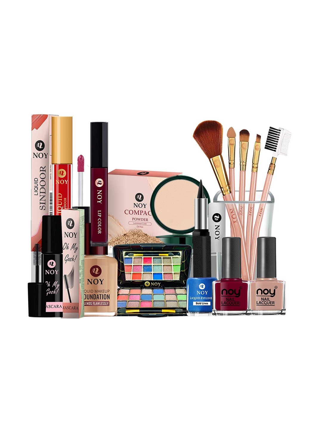 NOY 15Pcs Lightweight Festive Makeup Combo - Combo No. 1032, Maroon