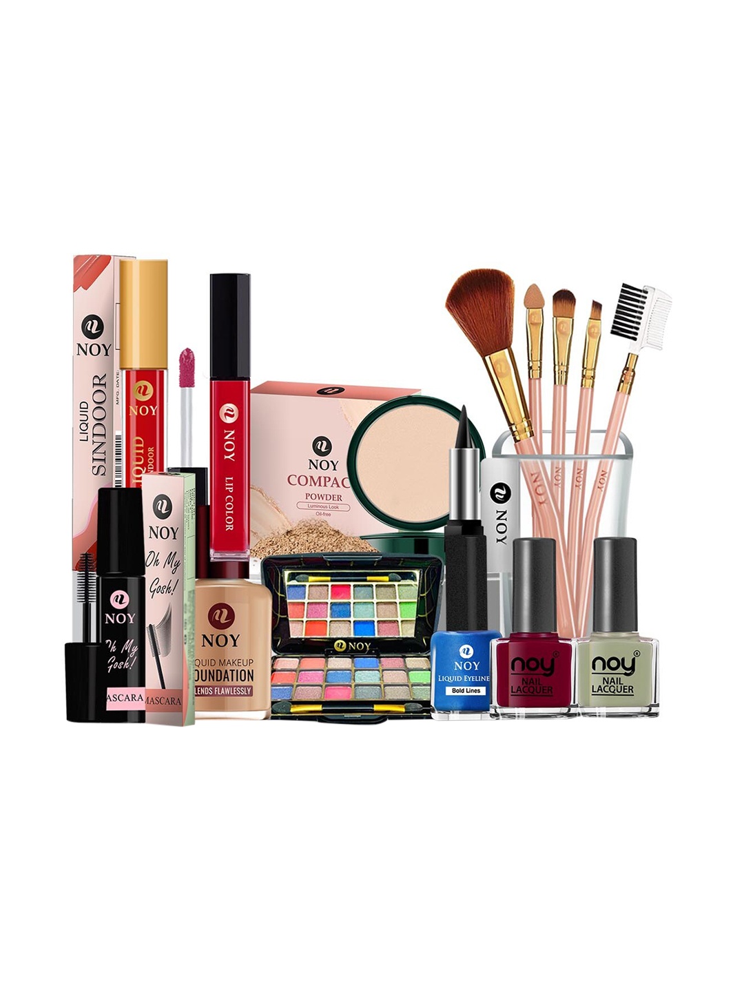 

NOY Set Of 15 Non Transfer Makeup Combo - Effortless Beauty In Any Weather - 989, Red