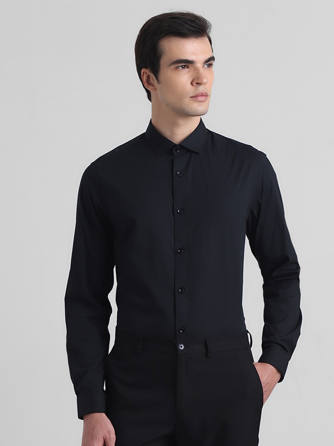 

Jack & Jones Slim Fit Spread Collar Casual Shirt, Black