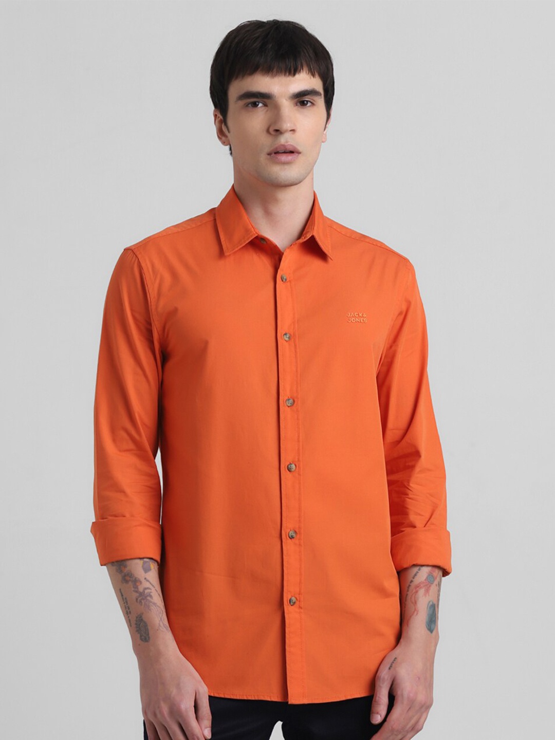 

Jack & Jones Slim Fit Spread Collar Casual Shirt, Orange