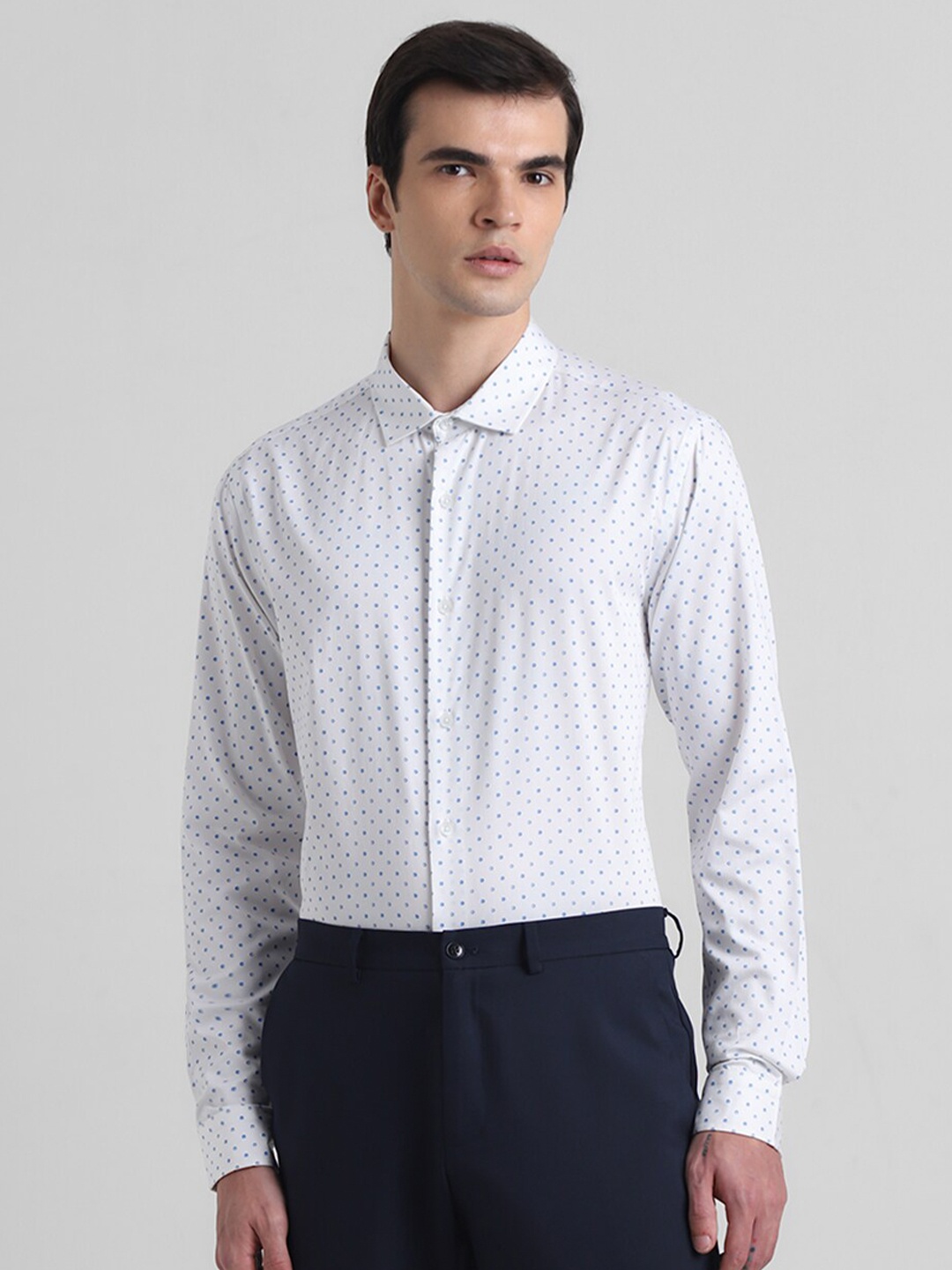 

Jack & Jones Slim Fit Geometric Printed Cotton Casual Shirt, White