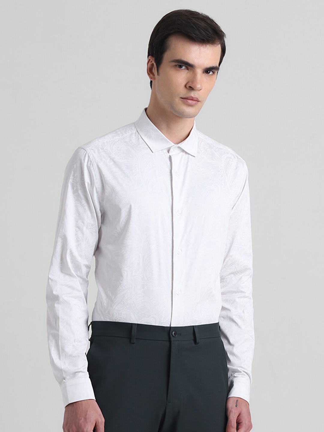 

Jack & Jones Slim Fit Ethnic Motifs Printed Cotton Casual Shirt, White