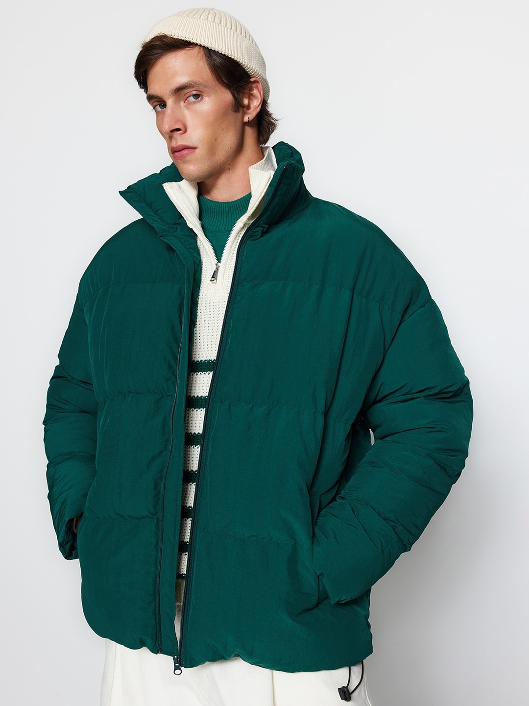 

Trendyol Mock Collar Puffer Jacket, Green