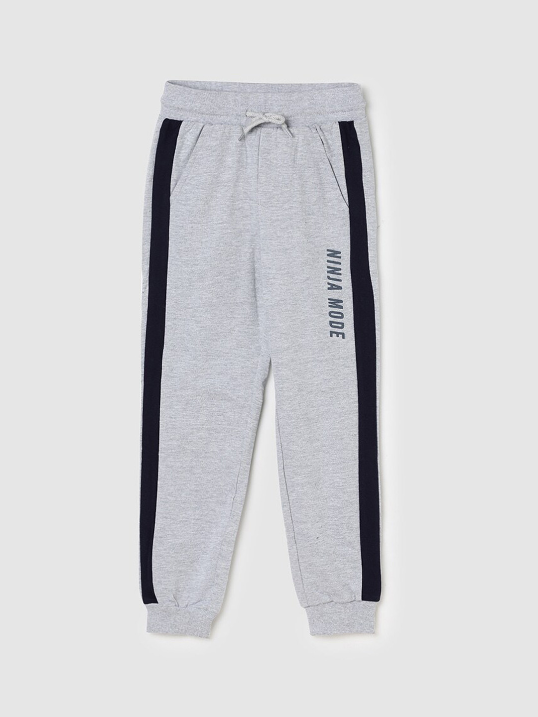 

max Boys Colourblocked Regular Fit Pure Cotton Joggers, Grey