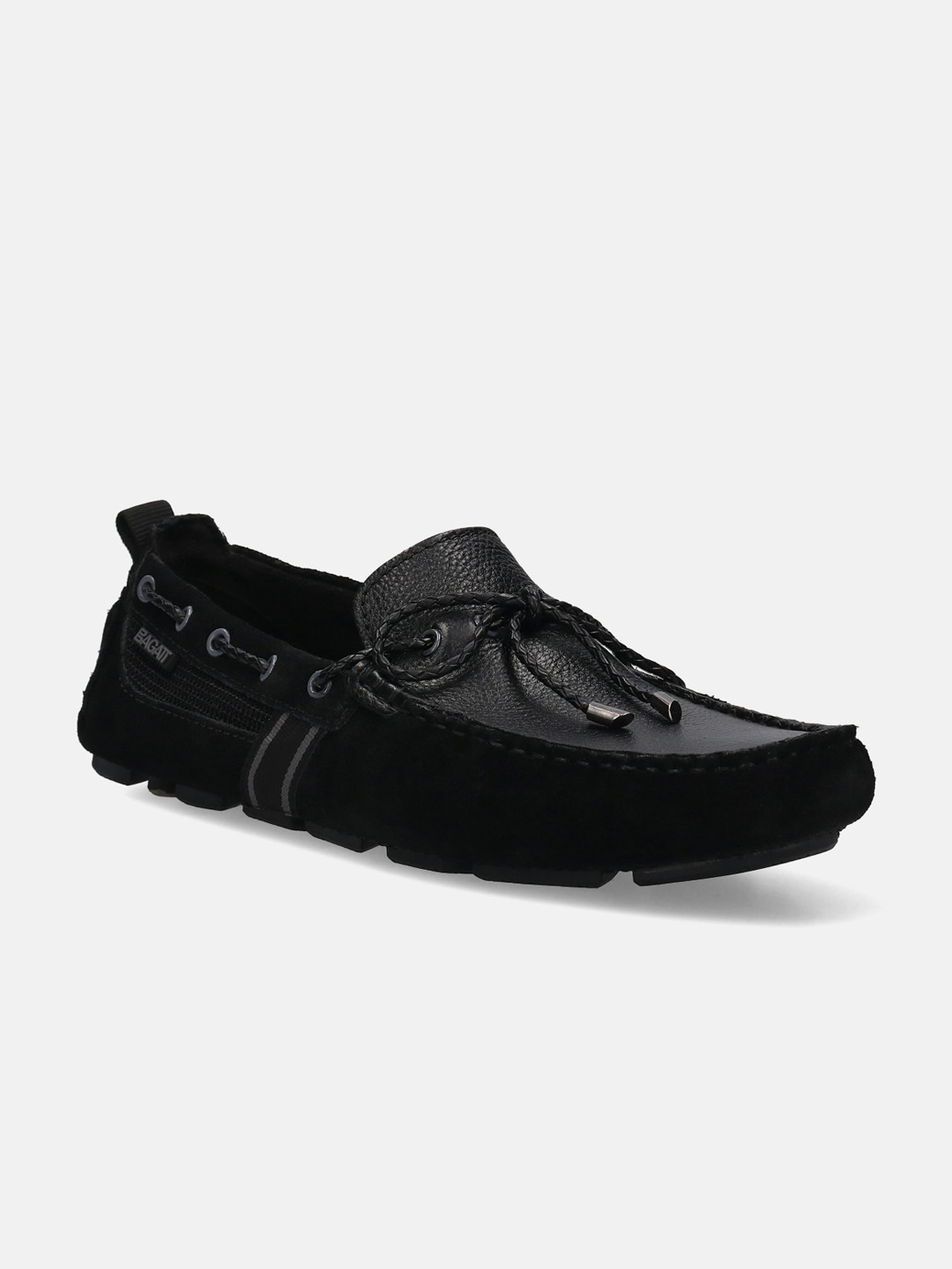 

BAGATT Men Hexa Textured Leather Boat Shoes, Black