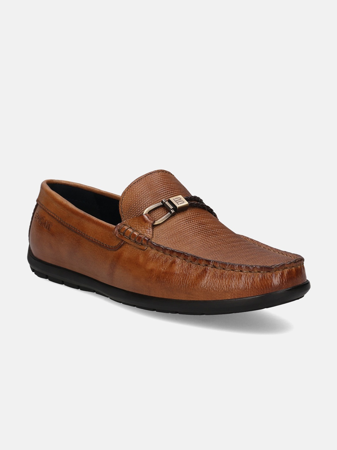 

BAGATT Men Xline Textured Leather Horsebit Loafers, Brown