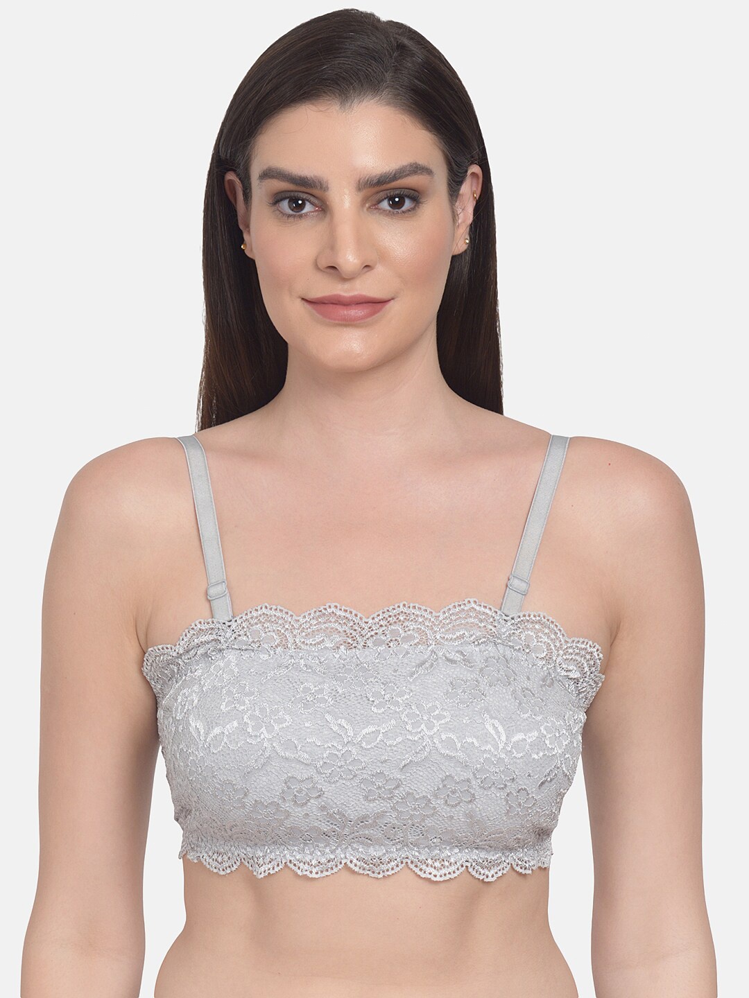 

mod & shy Self Design Full Coverage Lightly Padded Bralette With All Day Comfort, Grey