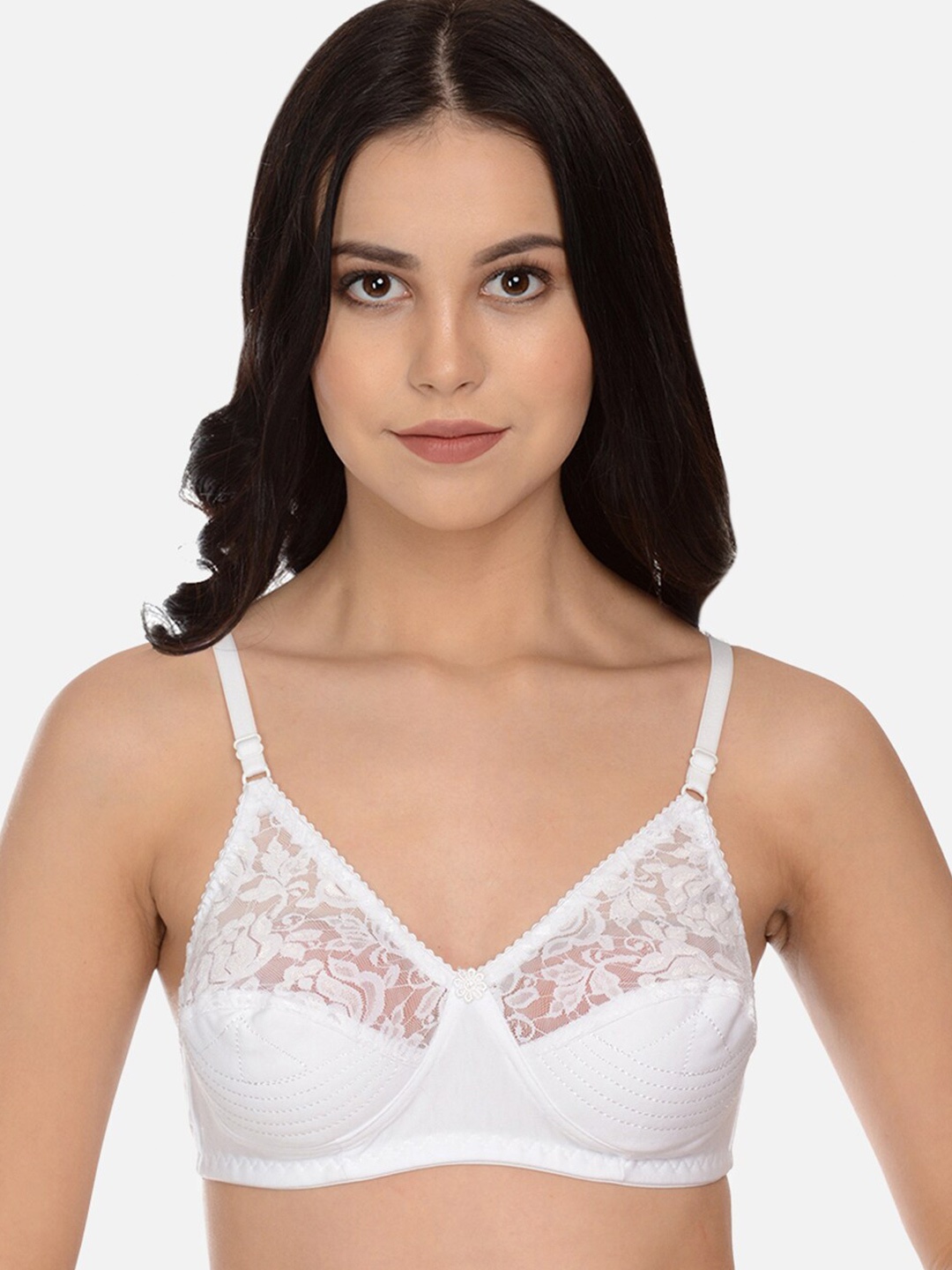 

mod & shy Full Coverage Non Padded Lace Everyday Bra With All Day Comfort, White