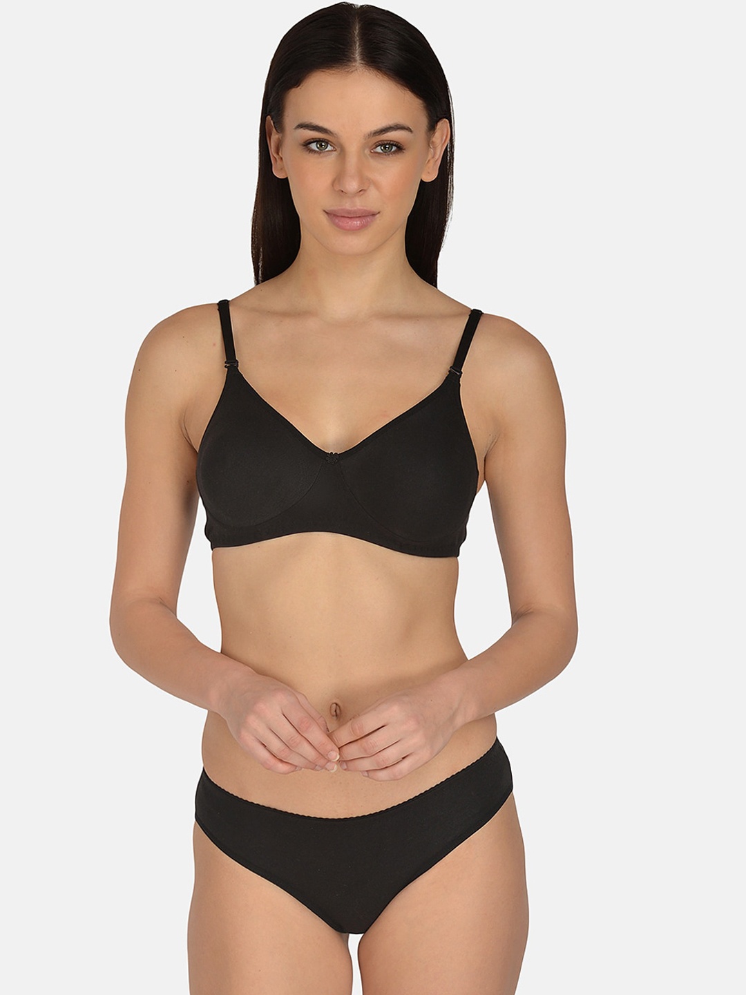 

mod & shy Mid-Rise Bikini Lingerie Set, Black
