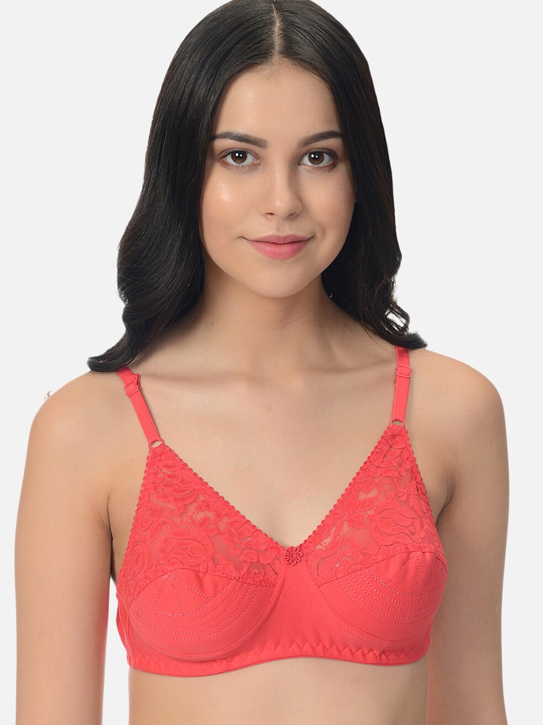 

mod & shy Self Design Full Coverage Everyday Bra With All Day Comfort, Coral