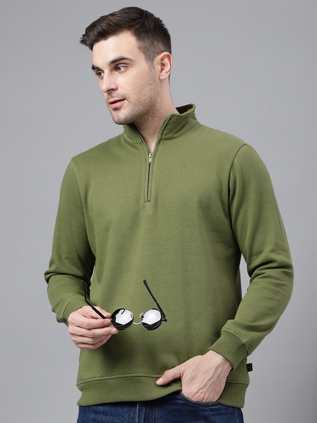 

Hancock Mock Collar Anti Odour Fleece Sweatshirt, Olive