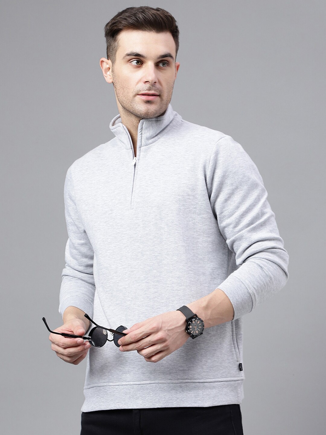 

Hancock Mock Collar Anti Odour Fleece Pullover, Grey melange