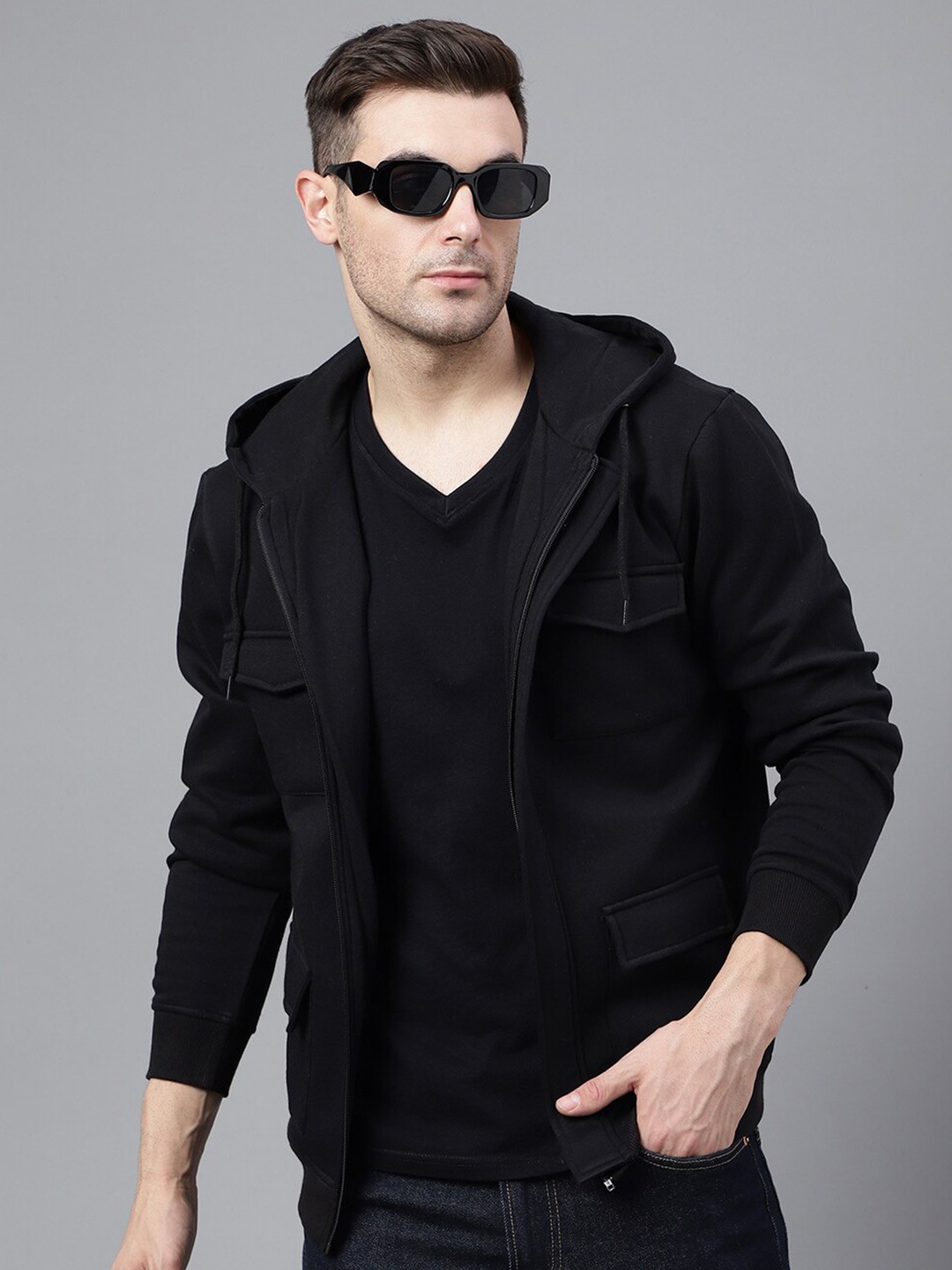 

Hancock Hooded Anti Odour Fleece Bomber Jacket, Black