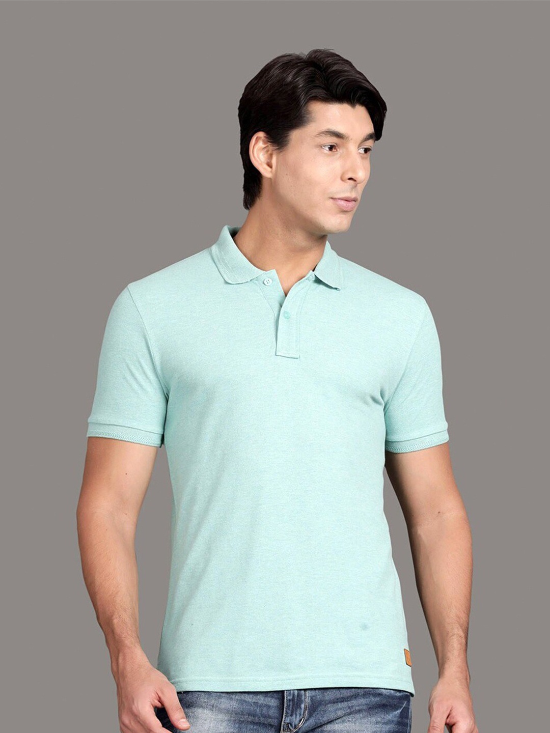 

Steenbok Polo Collar Cotton T-shirt, Sea green