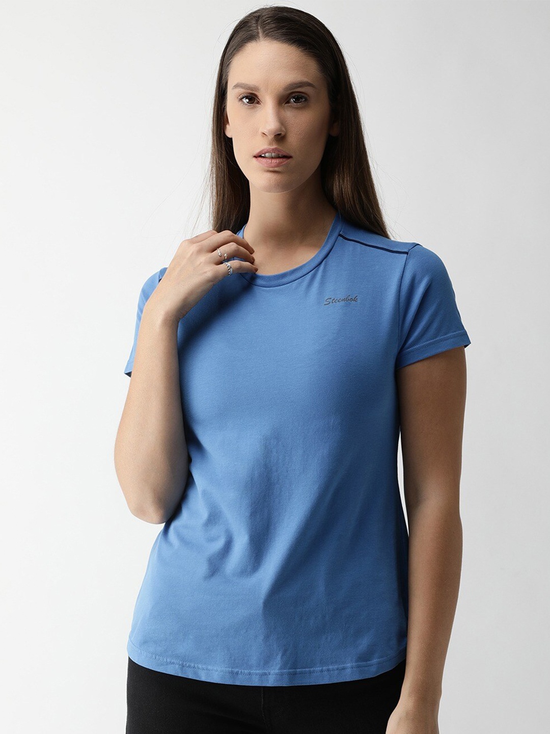

Steenbok Round Neck Cotton Regular Fit T-shirt, Blue