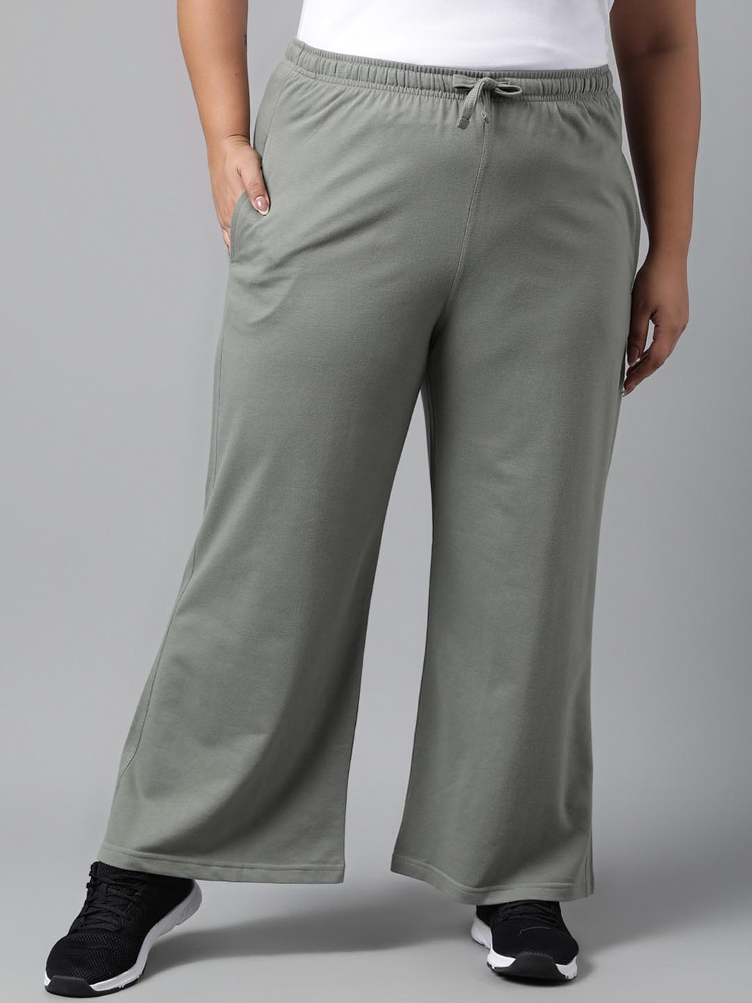 

MKH Women Relaxed Fit Wide Leg Track Pants, Grey