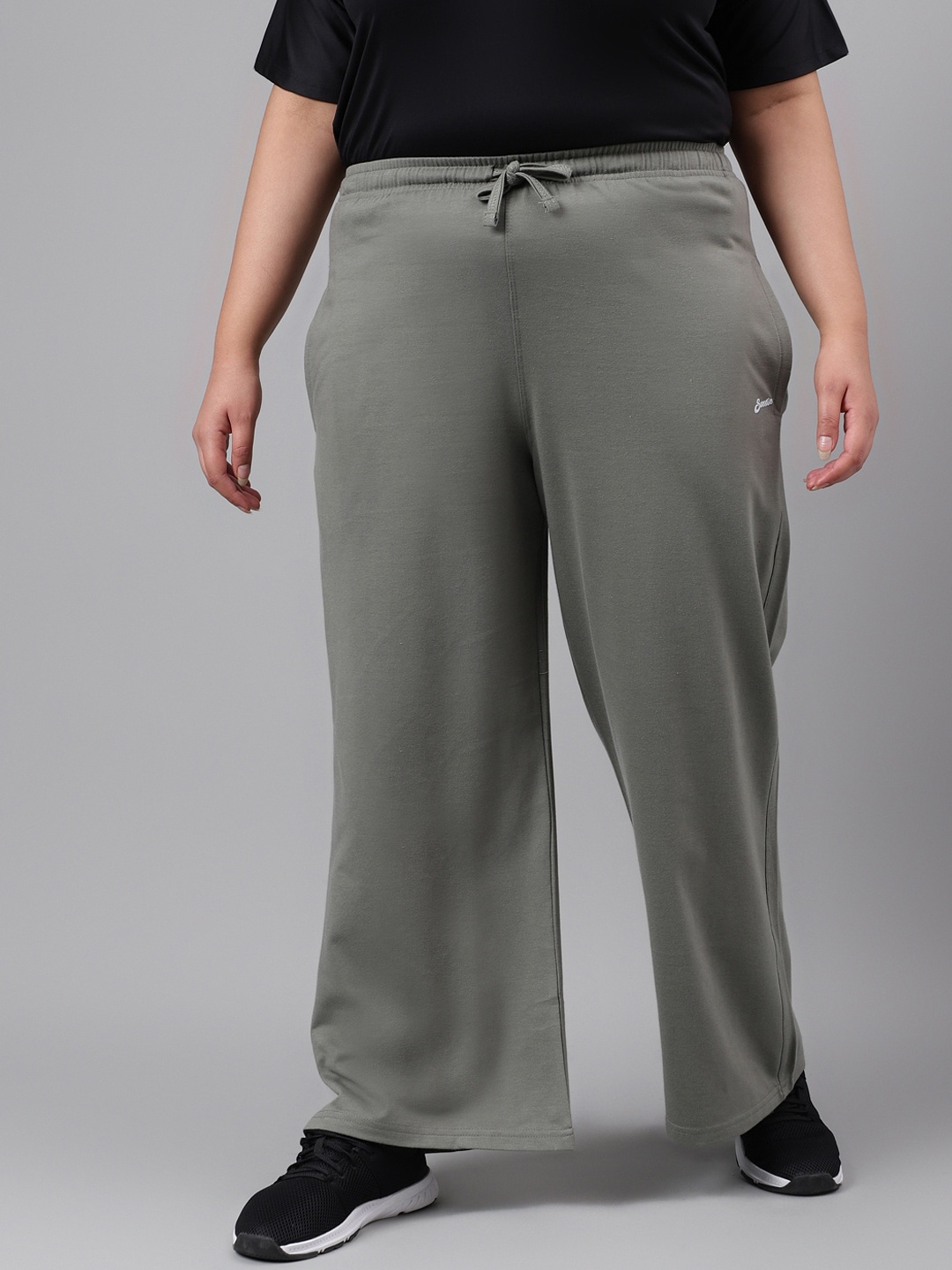 

MKH Women Plus Size Wide Leg Relaxed Fit Training Track Pants, Green