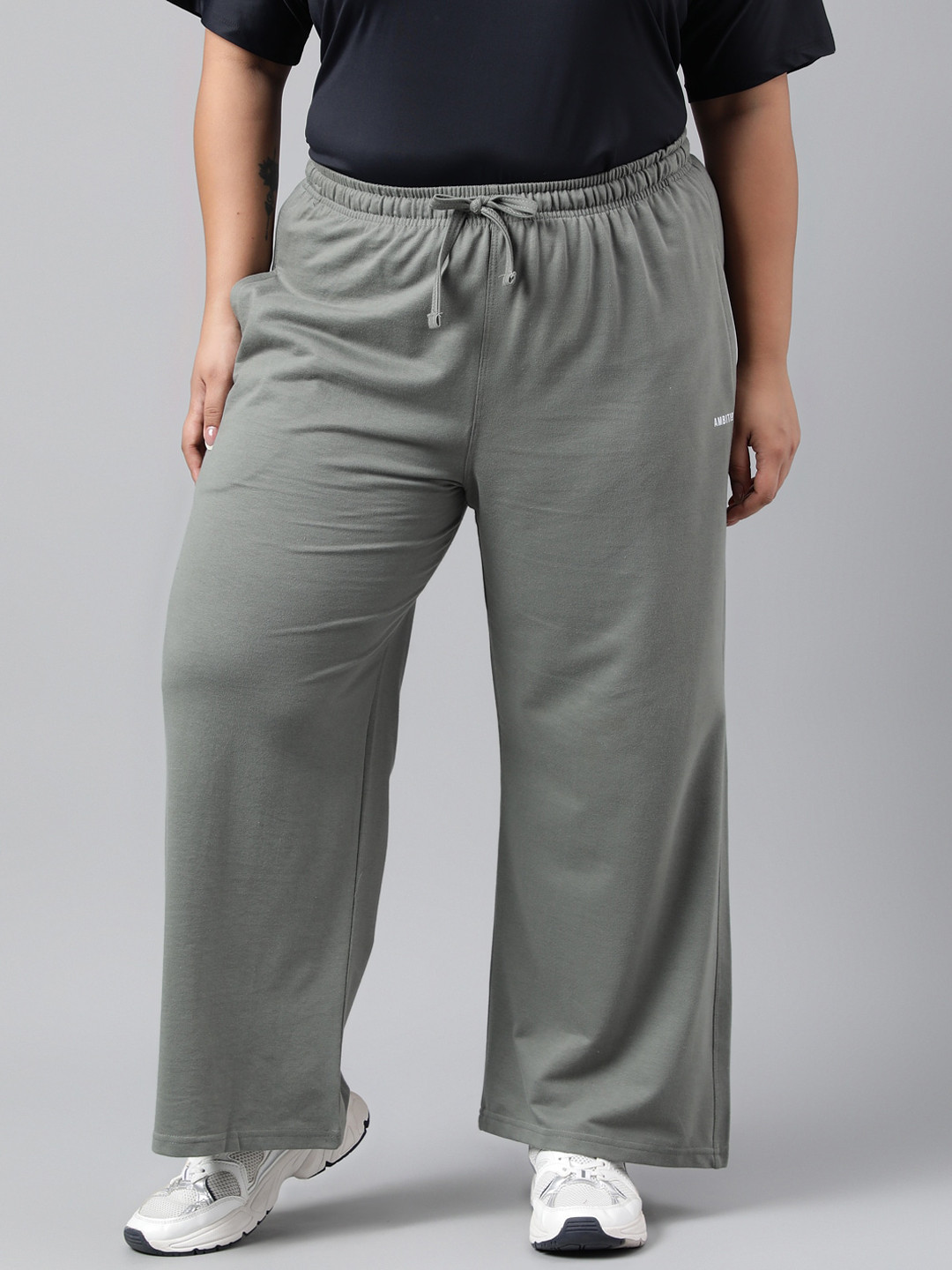 

MKH Women Plus Size Wide Leg Relaxed Fit Training Track Pants, Green
