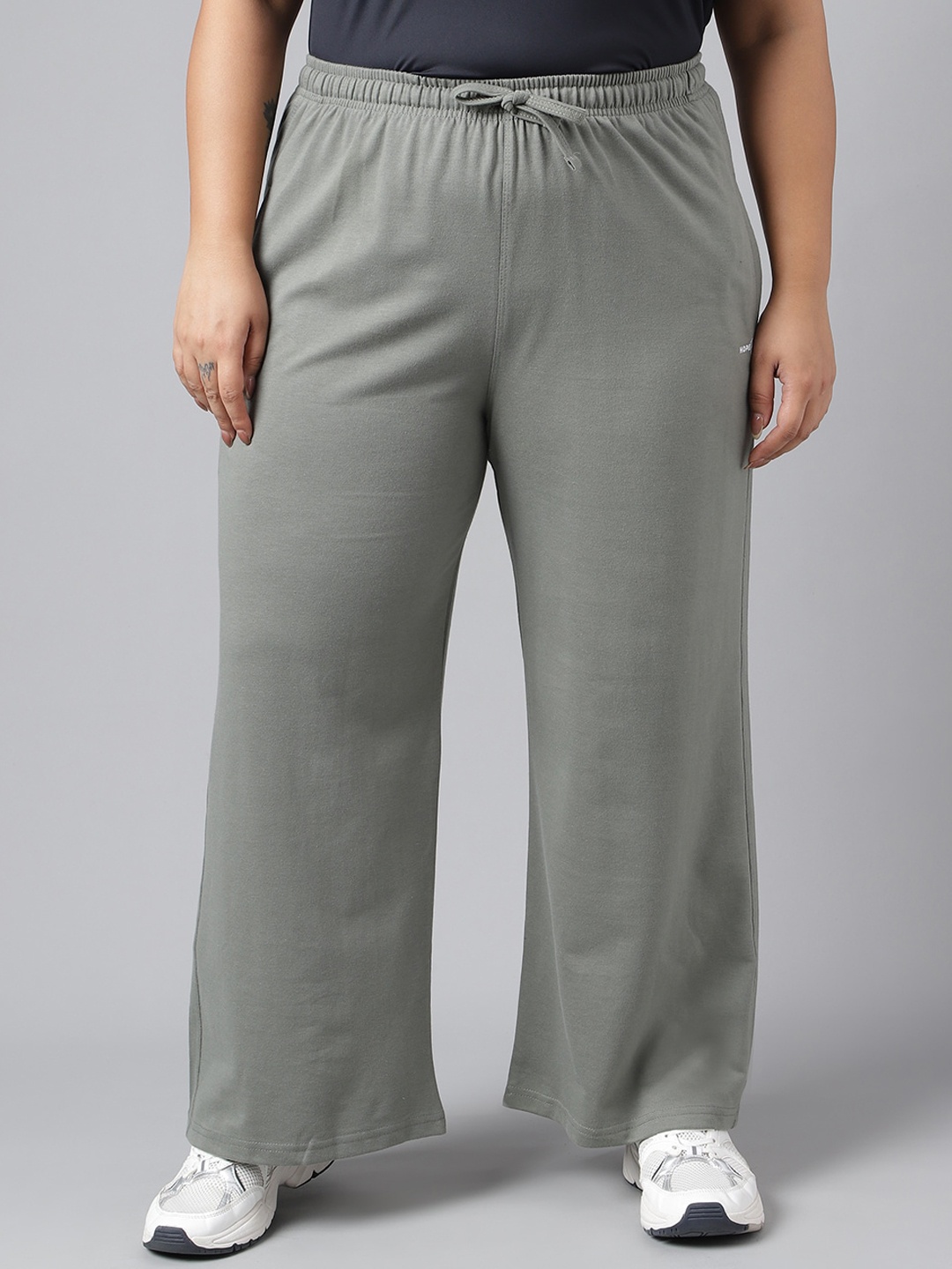 

MKH Women Plus Size Wide Leg Gym Track Pants, Grey