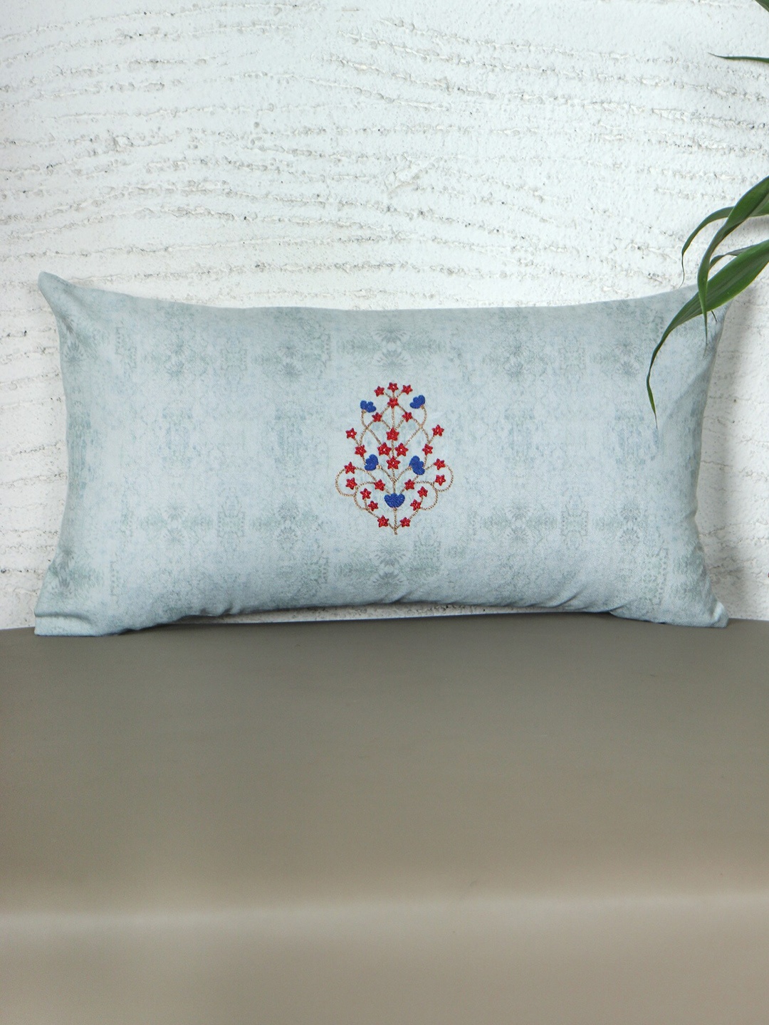 

ZEBA Blue & Red Floral Rectangle Cushion Cover