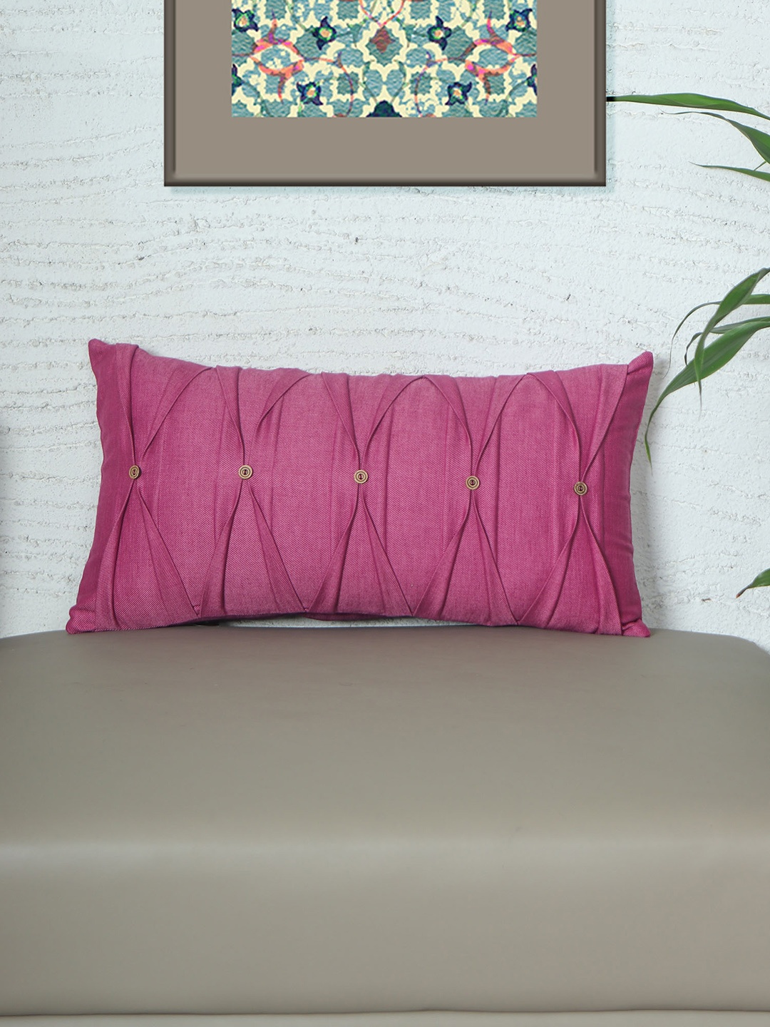 

ZEBA Magenta Self Design Rectangle Cushion Cover