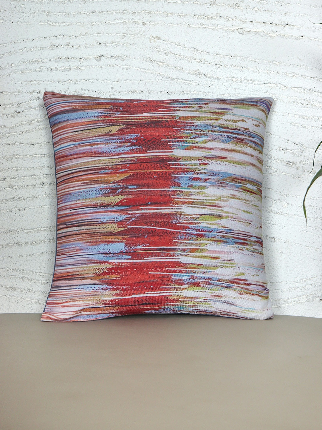 

ZEBA Grey & Red Abstract Printed Square Cushion Cover